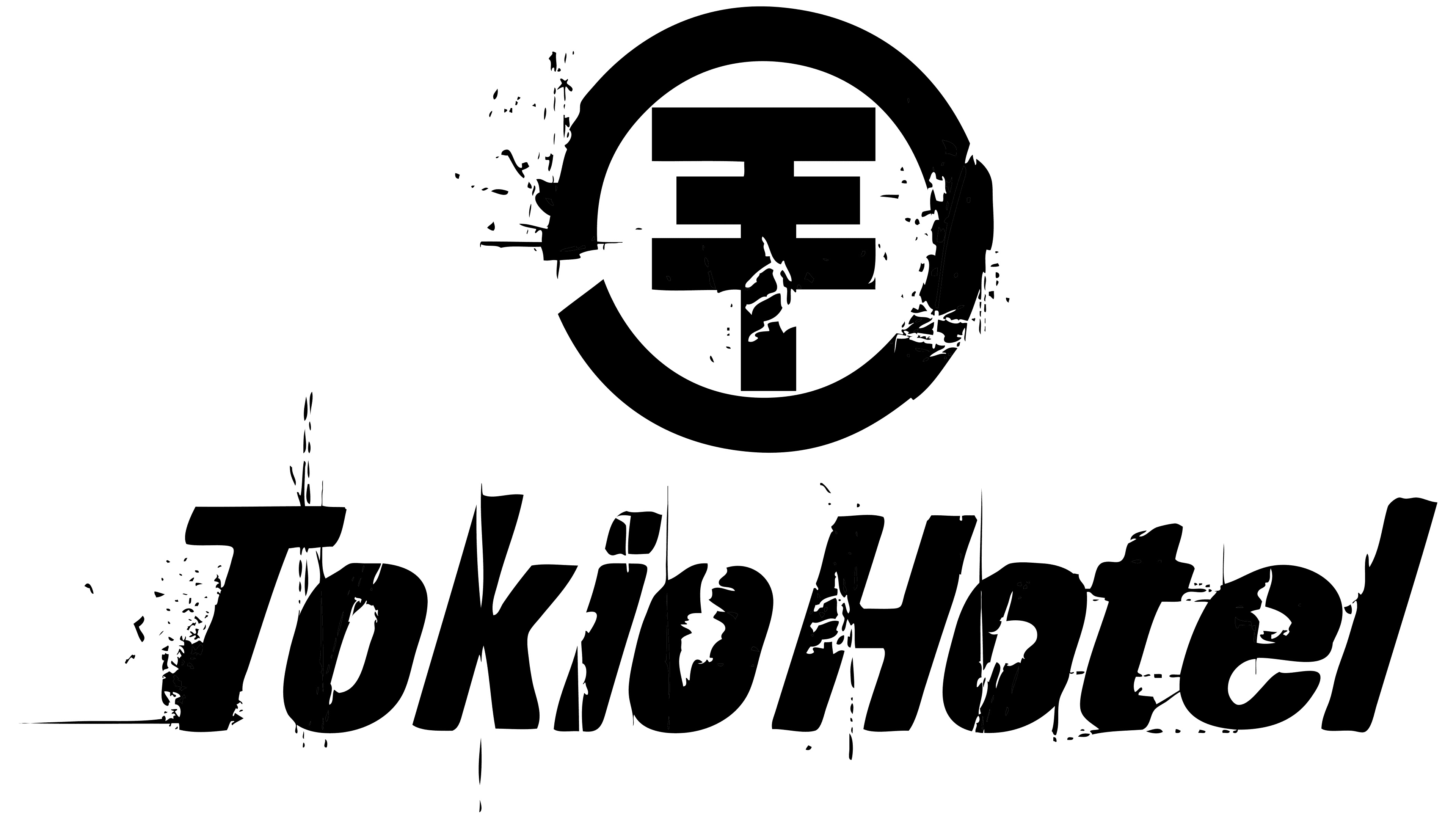 Tokio Hotel: The band's logo, Black and white. 3840x2160 4K Wallpaper.