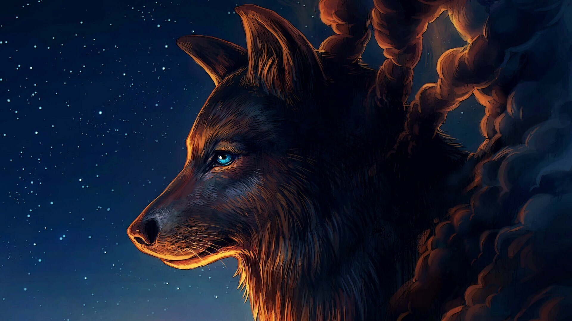 Wolf: The concept of people turning into wolves, and the inverse, has been present in many cultures. 1920x1080 Full HD Background.