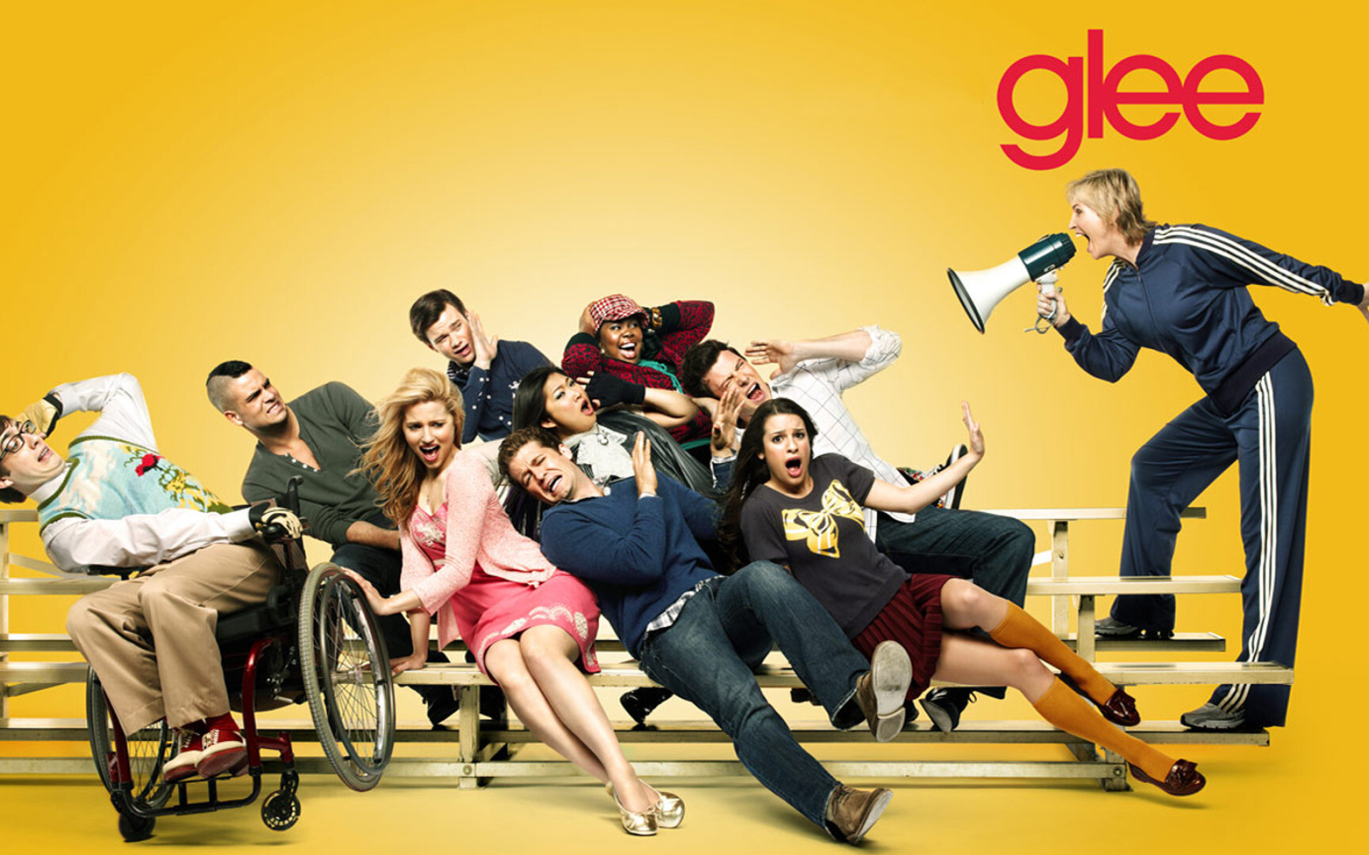 Glee (TV series): Dianna Agron, Chris Colfer, Kevin McHale, Matthew Morrison, Cory Monteith. 1920x1200 HD Wallpaper.