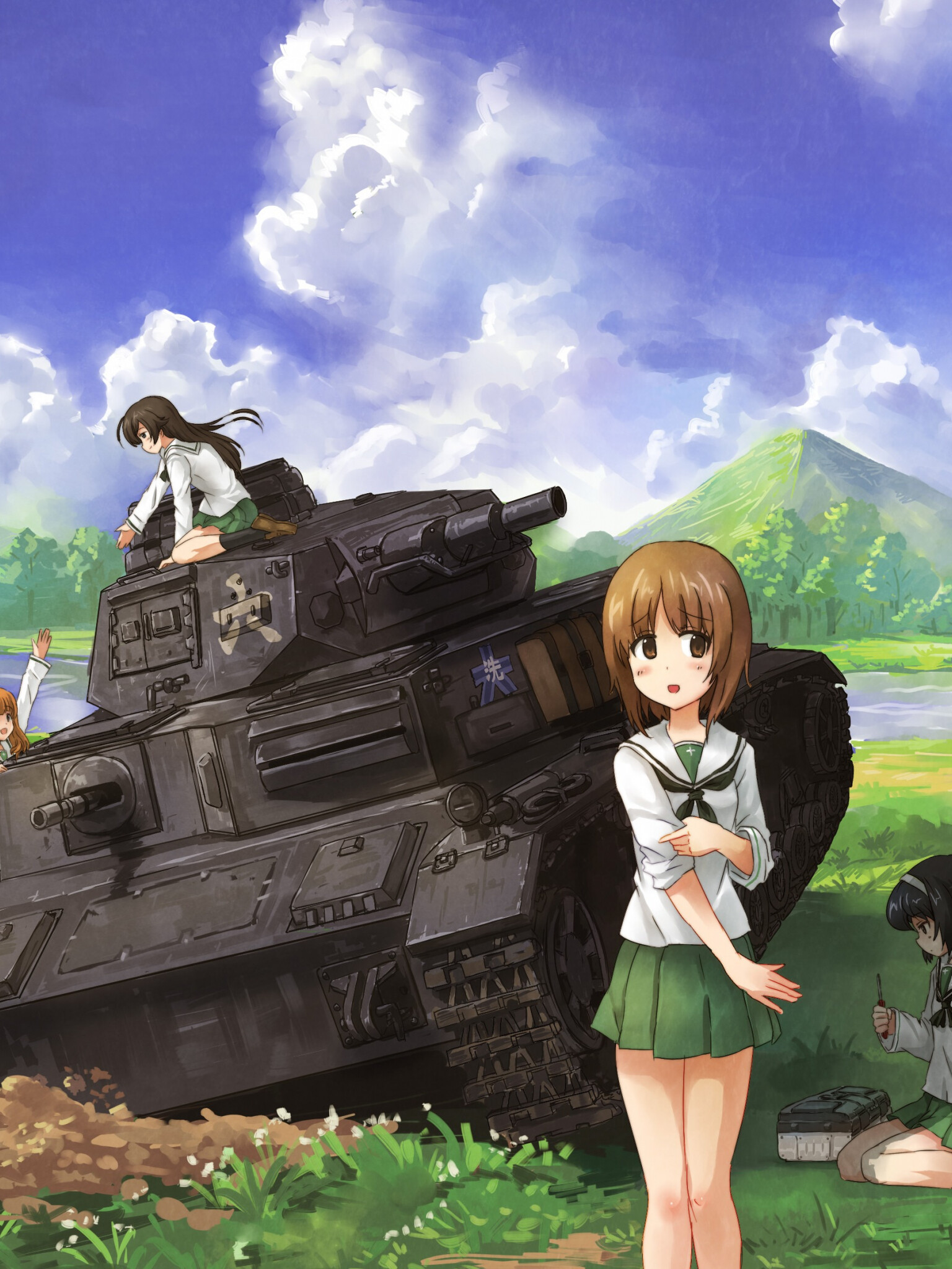 Girls und Panzer: The anime's main protagonist, Miho, A girl who comes from a long line of tank operators. 1540x2050 HD Wallpaper.