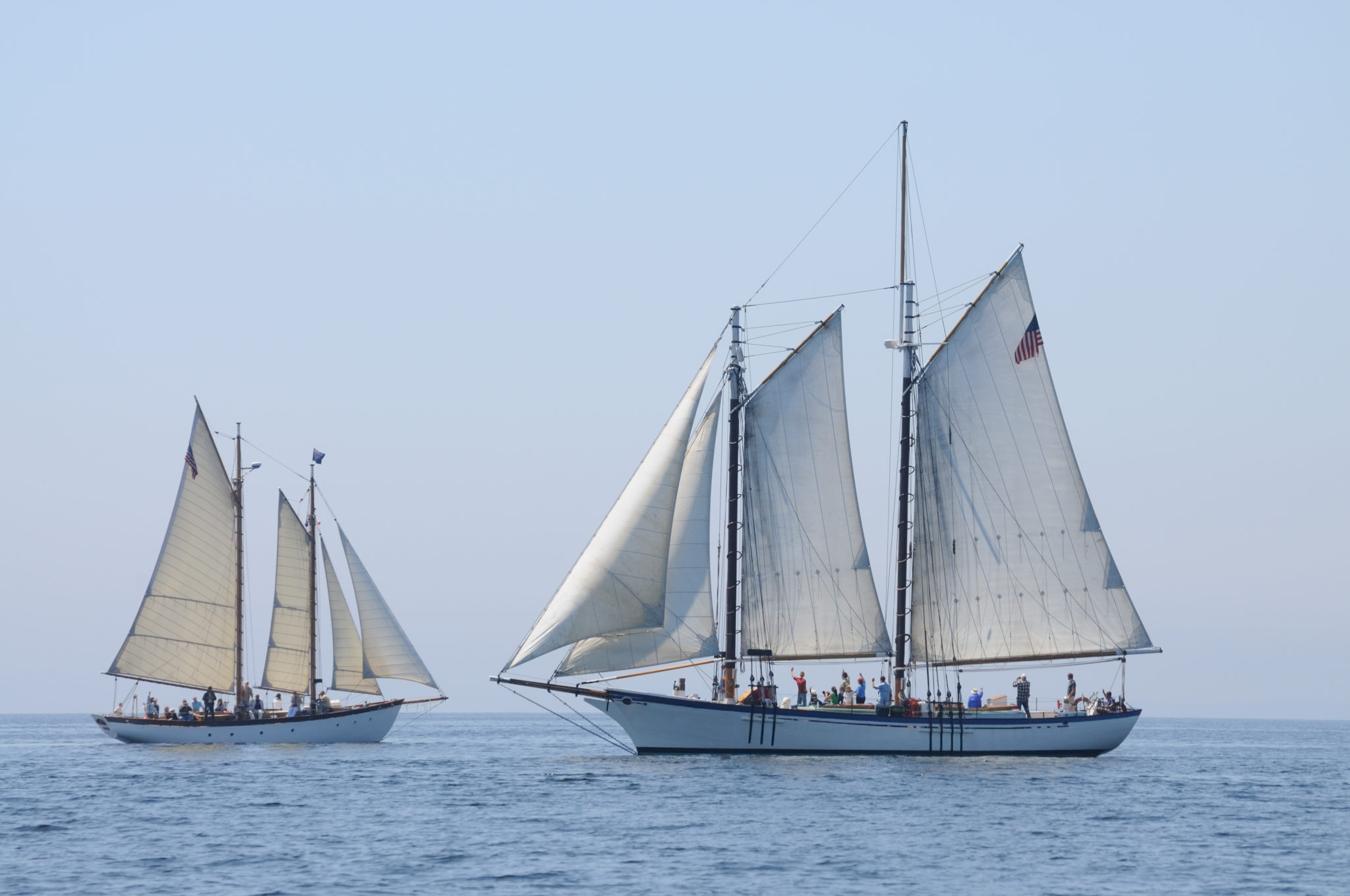 Schooner: Penobscot Bay, A sailboat with at least two masts and oblique sails on all masts. 2050x1360 HD Background.