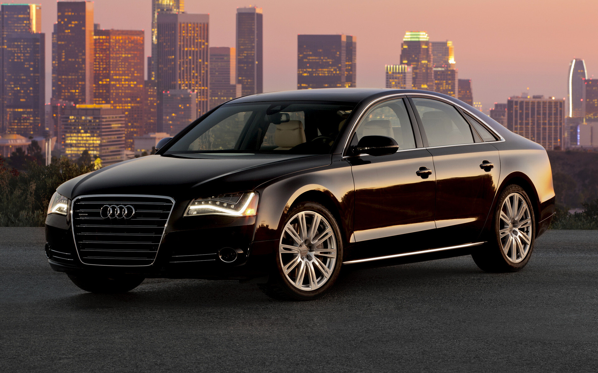 Audi A8: German luxury car manufacturer, Turbocharged V-6 rated at 335 horsepower. 1920x1200 HD Background.
