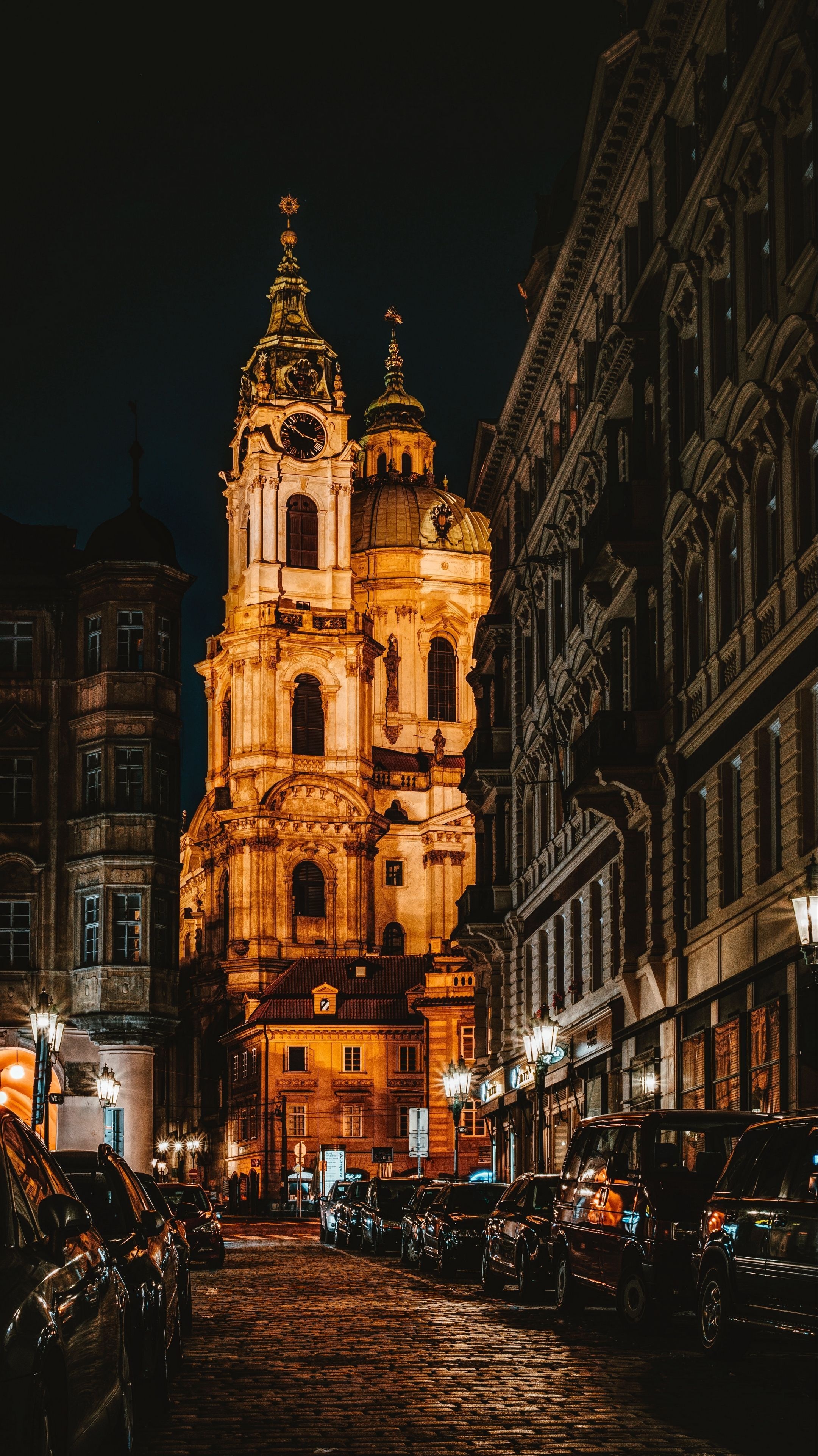 Cathedral: The Church of Saint Nicholas, A Baroque church in the Lesser Town of Prague. 2160x3840 4K Background.