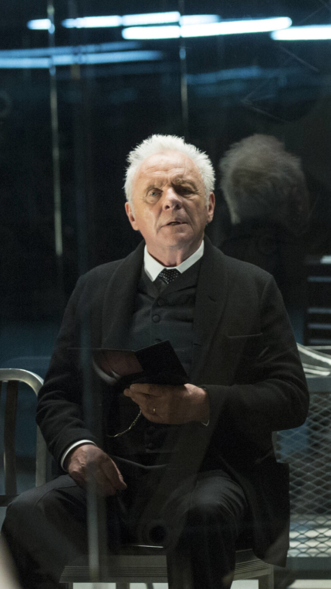 Westworld: Anthony Hopkins, Ford, The main antagonist. 1080x1920 Full HD Background.
