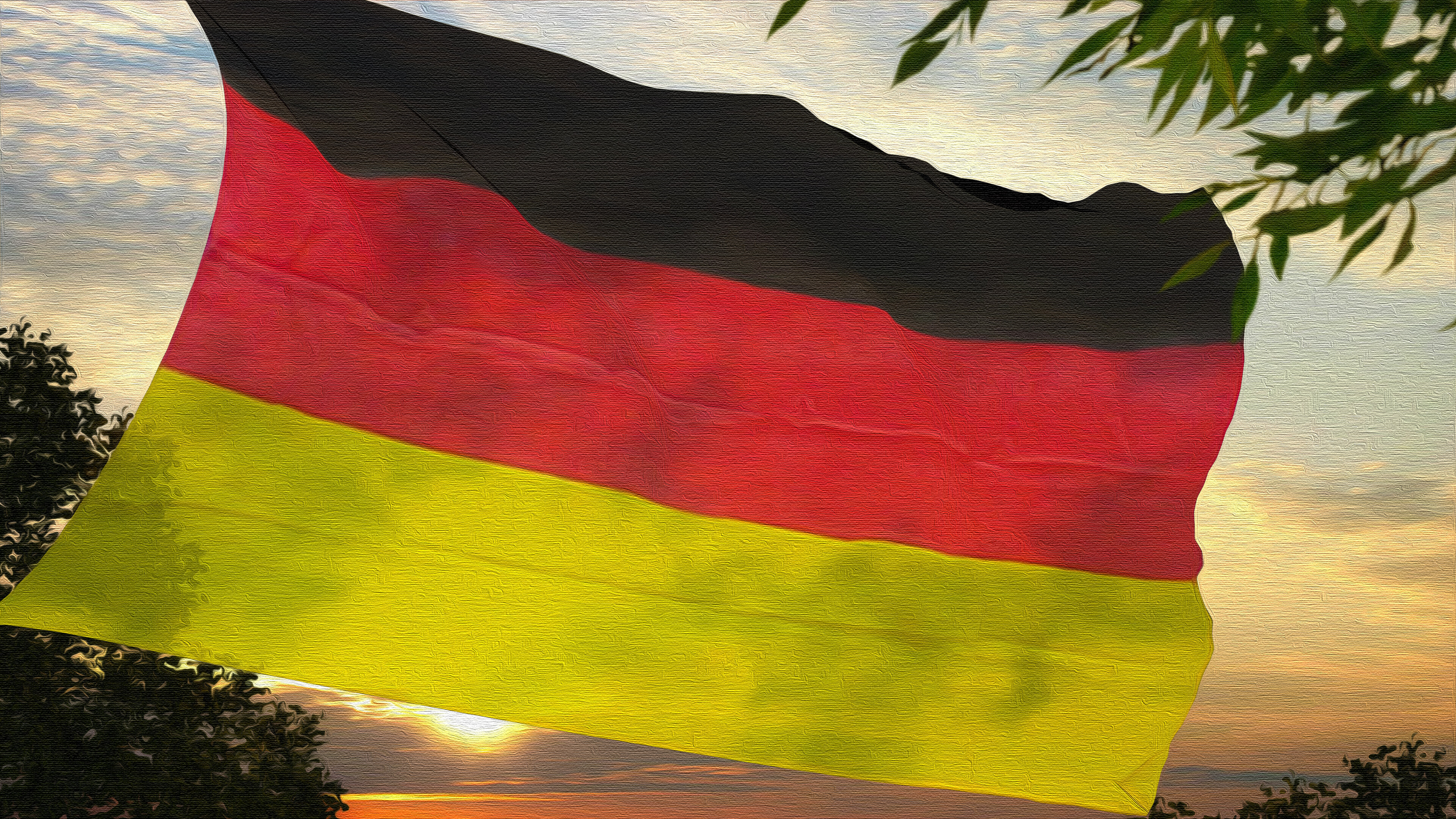 Flag of Germany: The second most populous country in Europe after Russia, The largest economy in Europe. 3840x2160 4K Background.