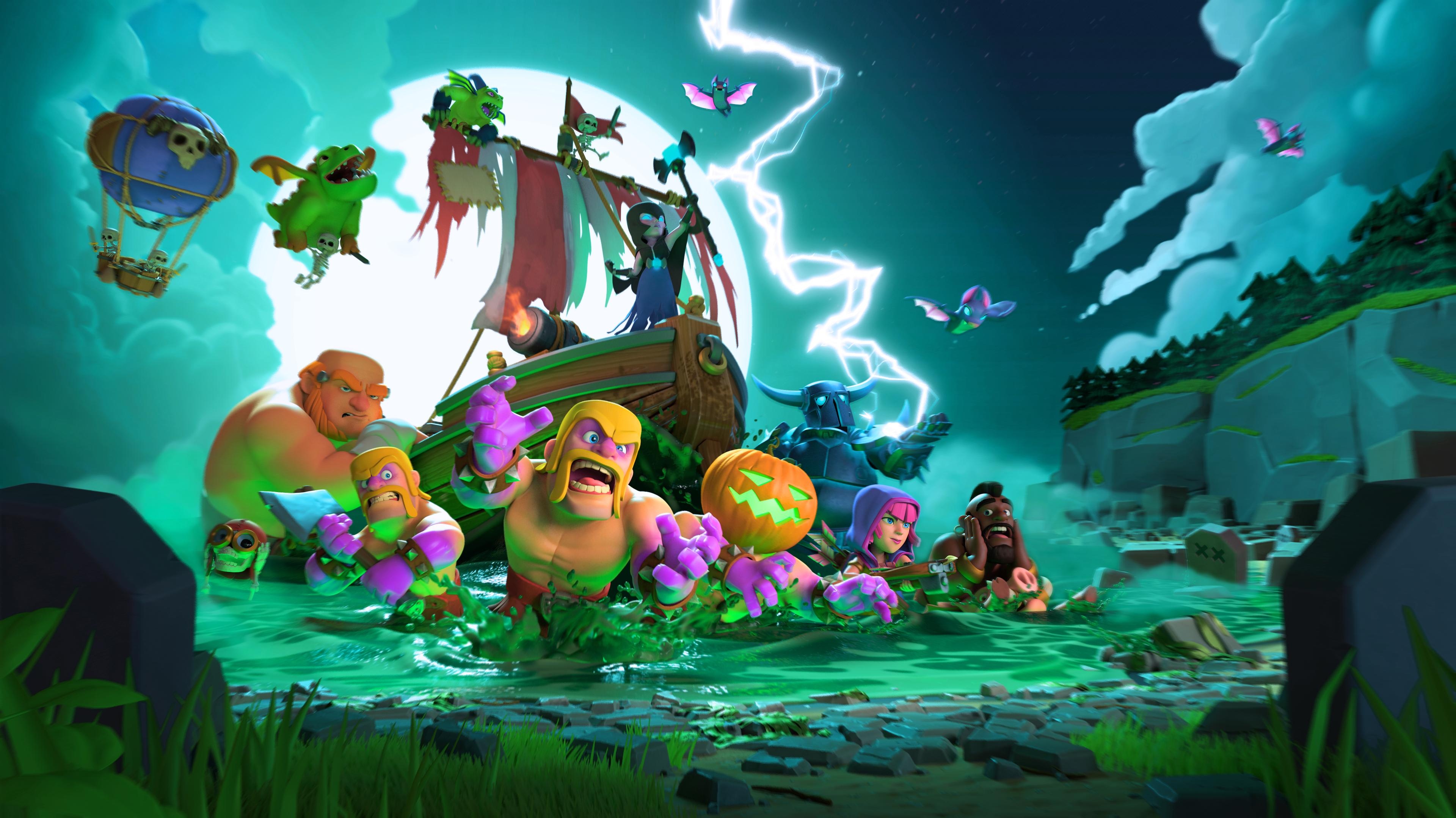 Clash of Clans: A 2012 free-to-play mobile strategy video game, CoC. 3840x2160 4K Background.
