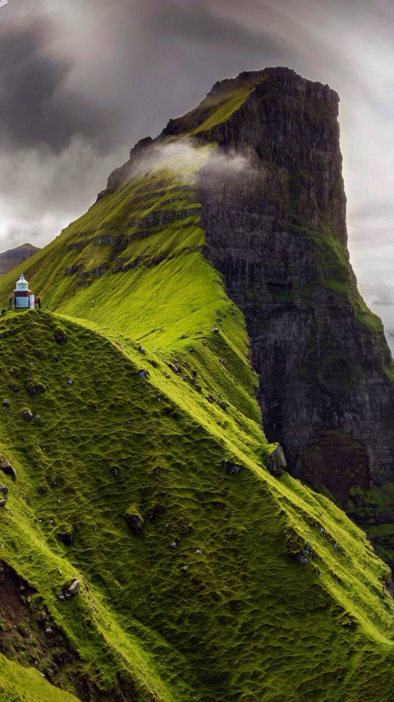 Geology: Faroe Islands, A hill with a flat top and steep sides, Landscape. 1540x2740 HD Background.