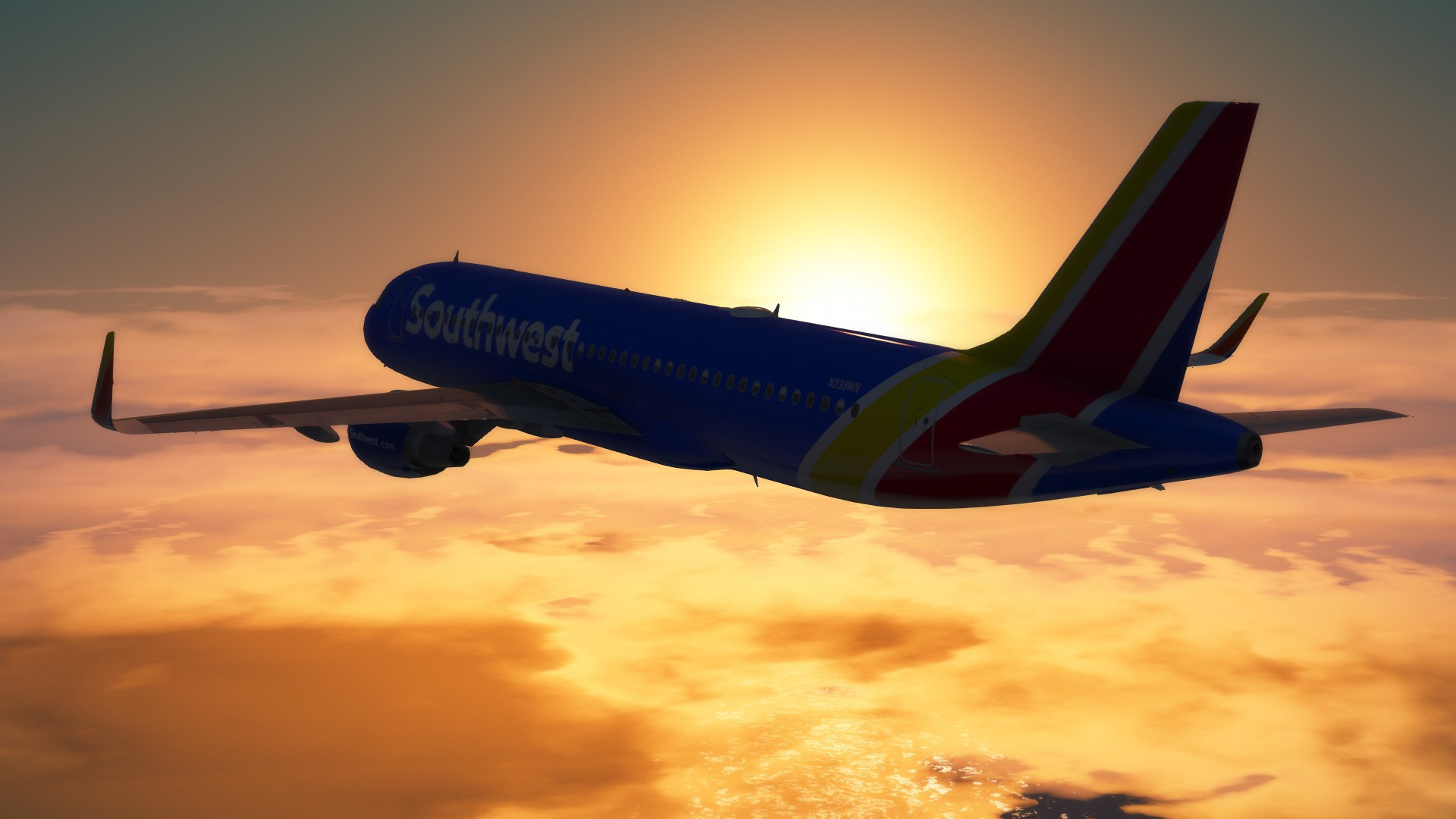 Southwest Airlines, Livery A320, A320neo, Flight experience, 1920x1080 Full HD Desktop