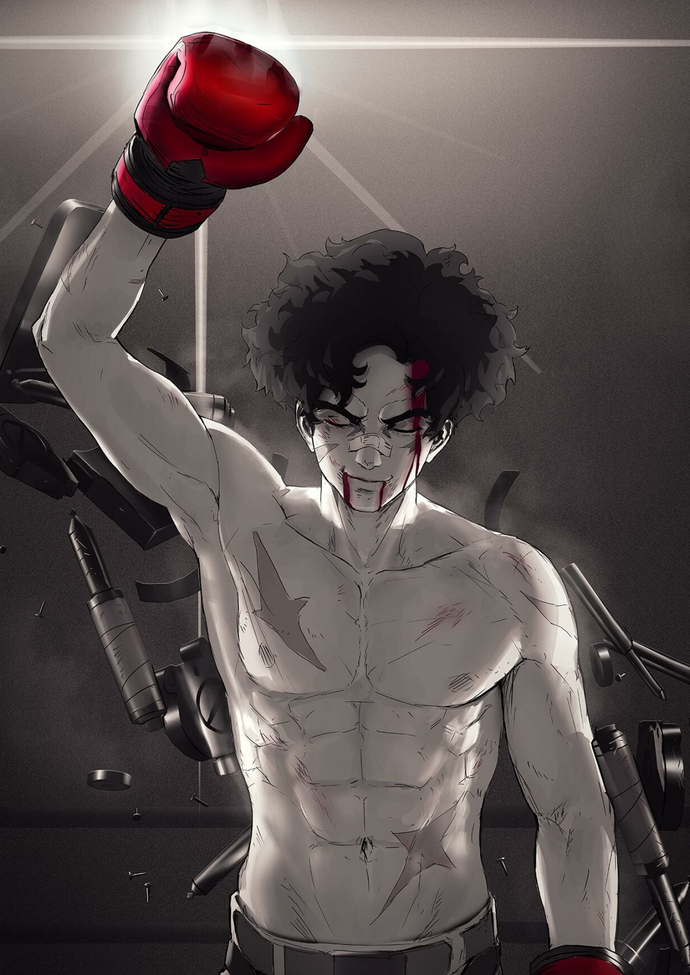 Megalo Box: The story follows a man who fights fixed matches in fight clubs located in the Restricted Area. 1360x1920 HD Wallpaper.