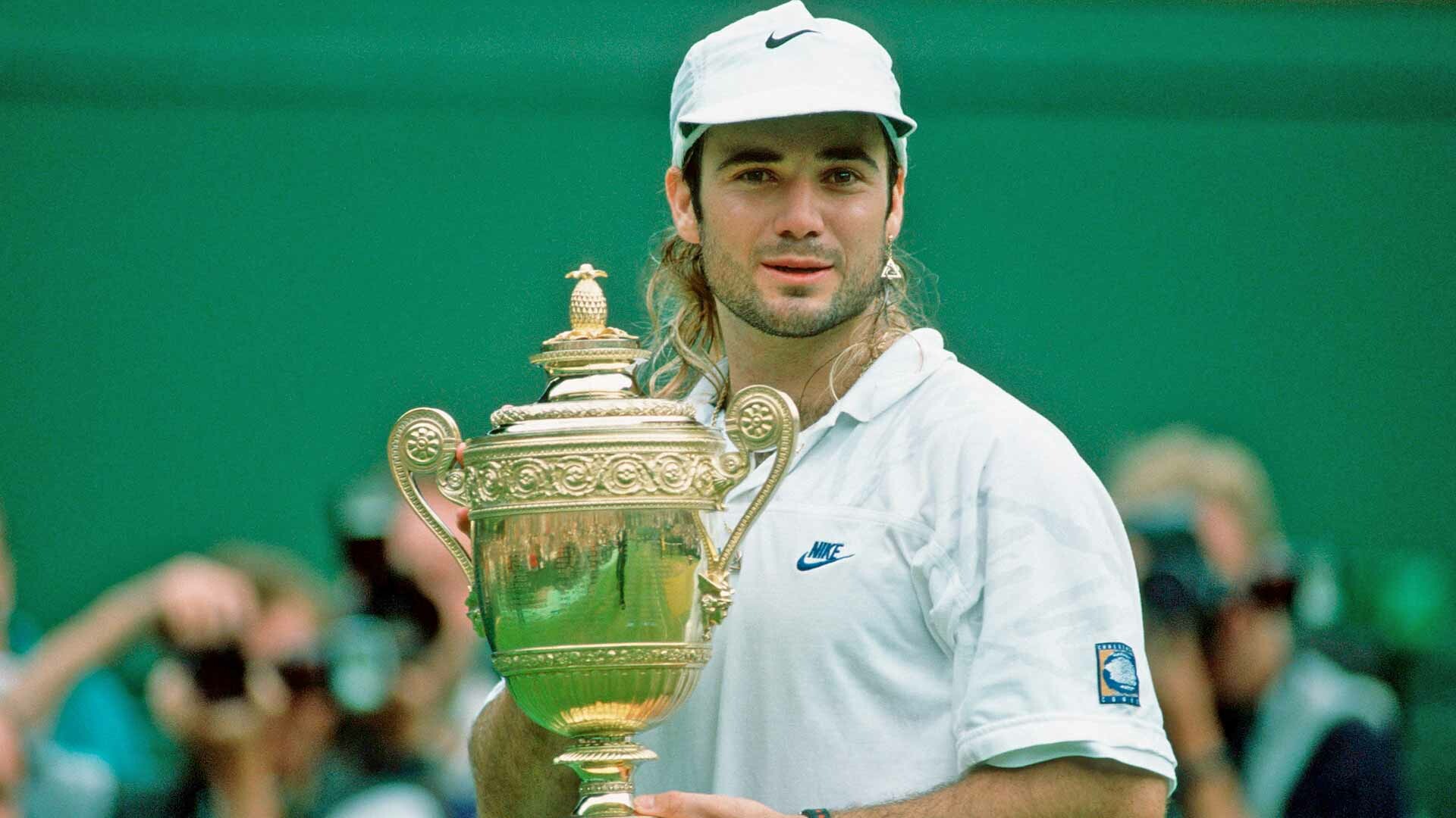Andre Agassi: He defeated Goran Ivanisevic in a five-set final of 1992 Wimbledon, ATP. 1920x1080 Full HD Background.