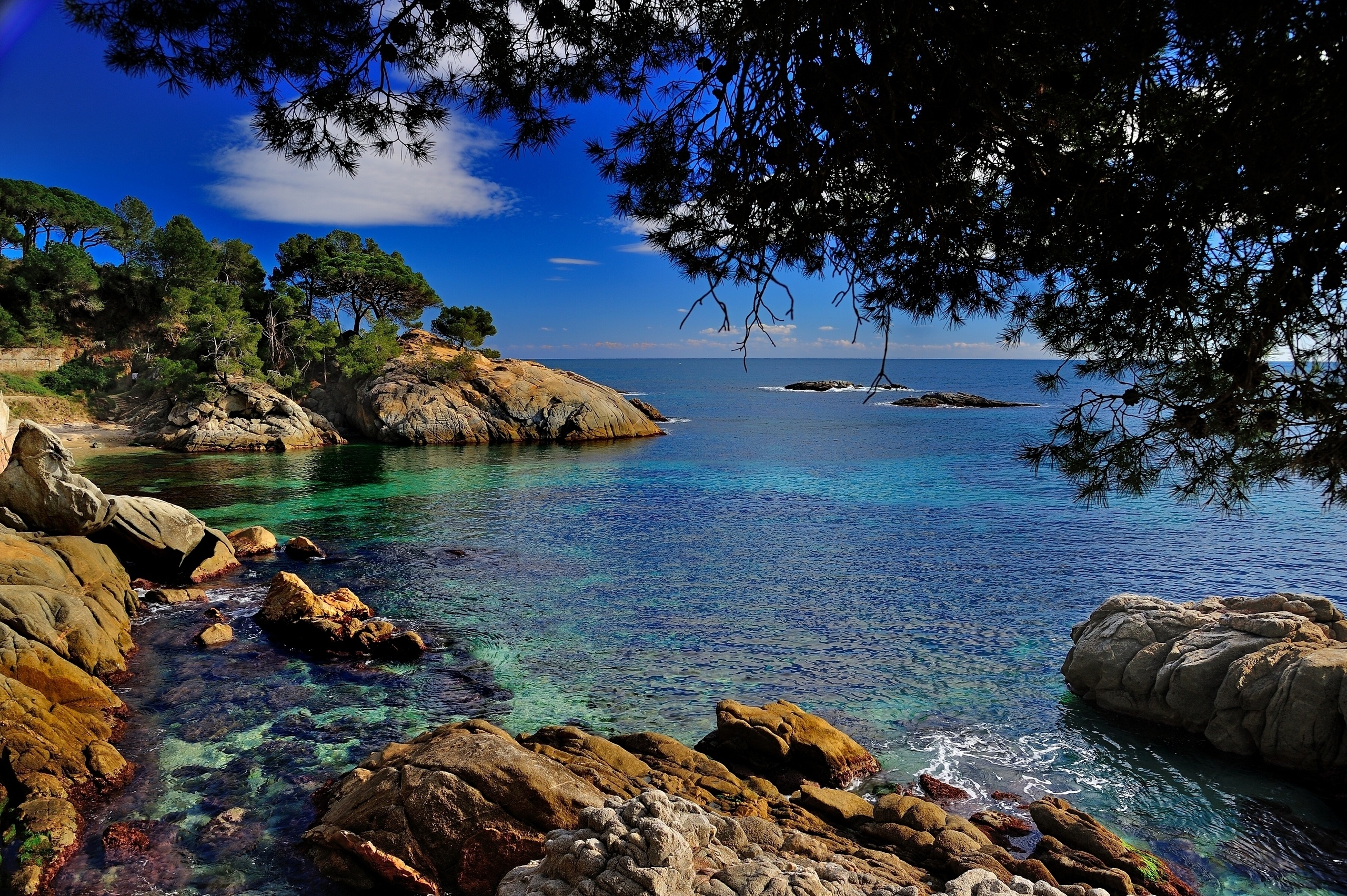 Mediterranean Sea, Costa Brava, Spain, Rocks, 2560x1710 HD Desktop