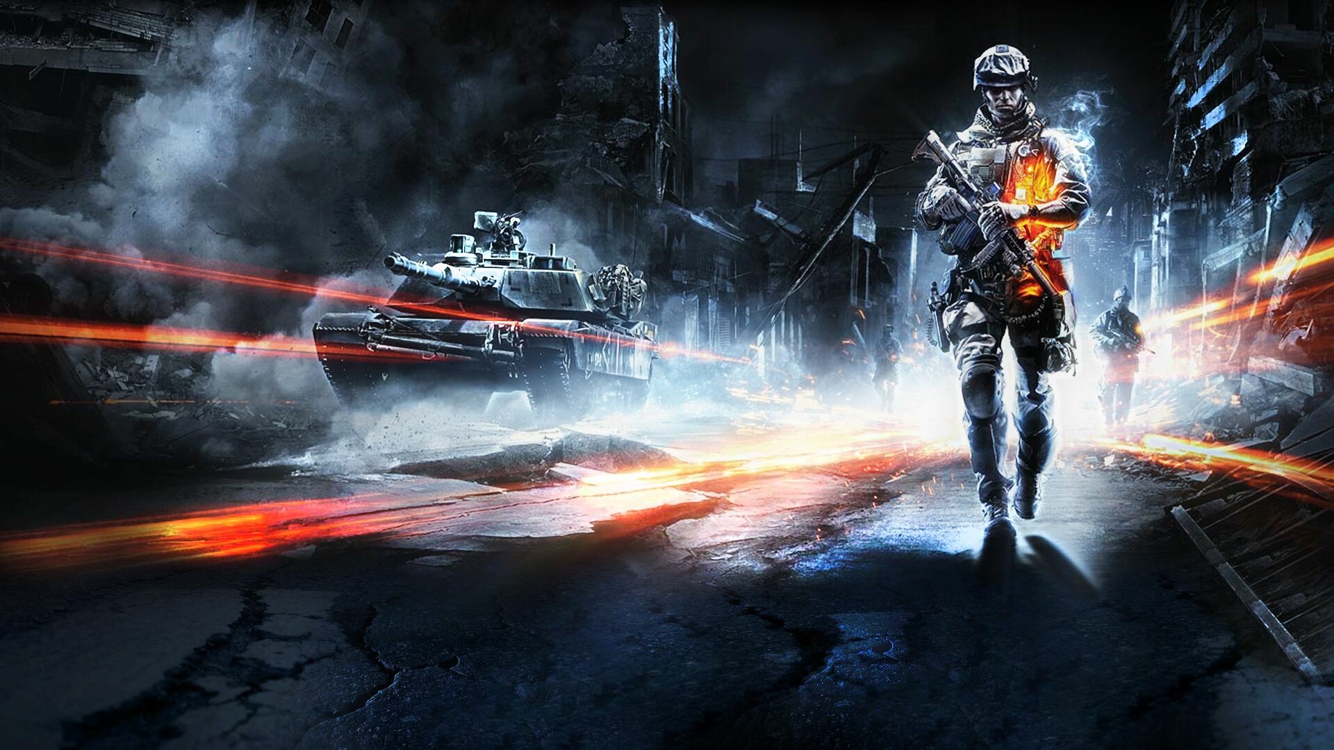 Battlefield 3: A first-person shooter action video game, BF3. 1920x1080 Full HD Wallpaper.