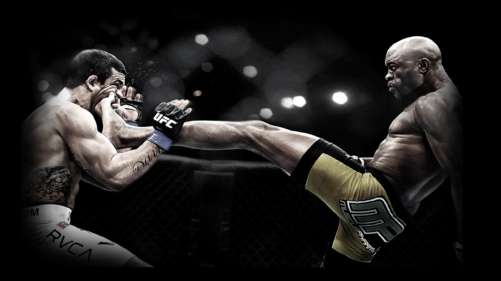 Combat Sports: Brazilian-American MMA, Anderson da Silva, Front Kick. 1920x1080 Full HD Wallpaper.