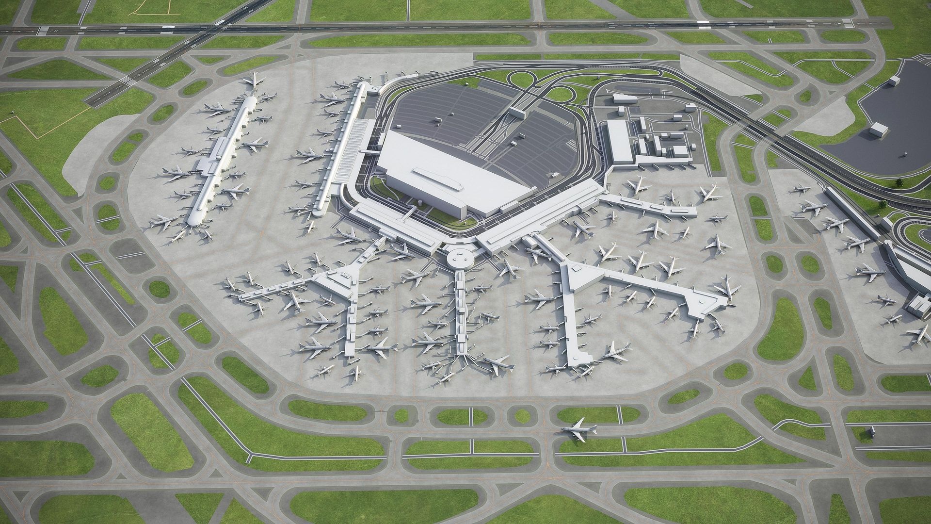 Chicago O'Hare Airport, 3D model, 3D City Models, 1920x1080 Full HD Desktop