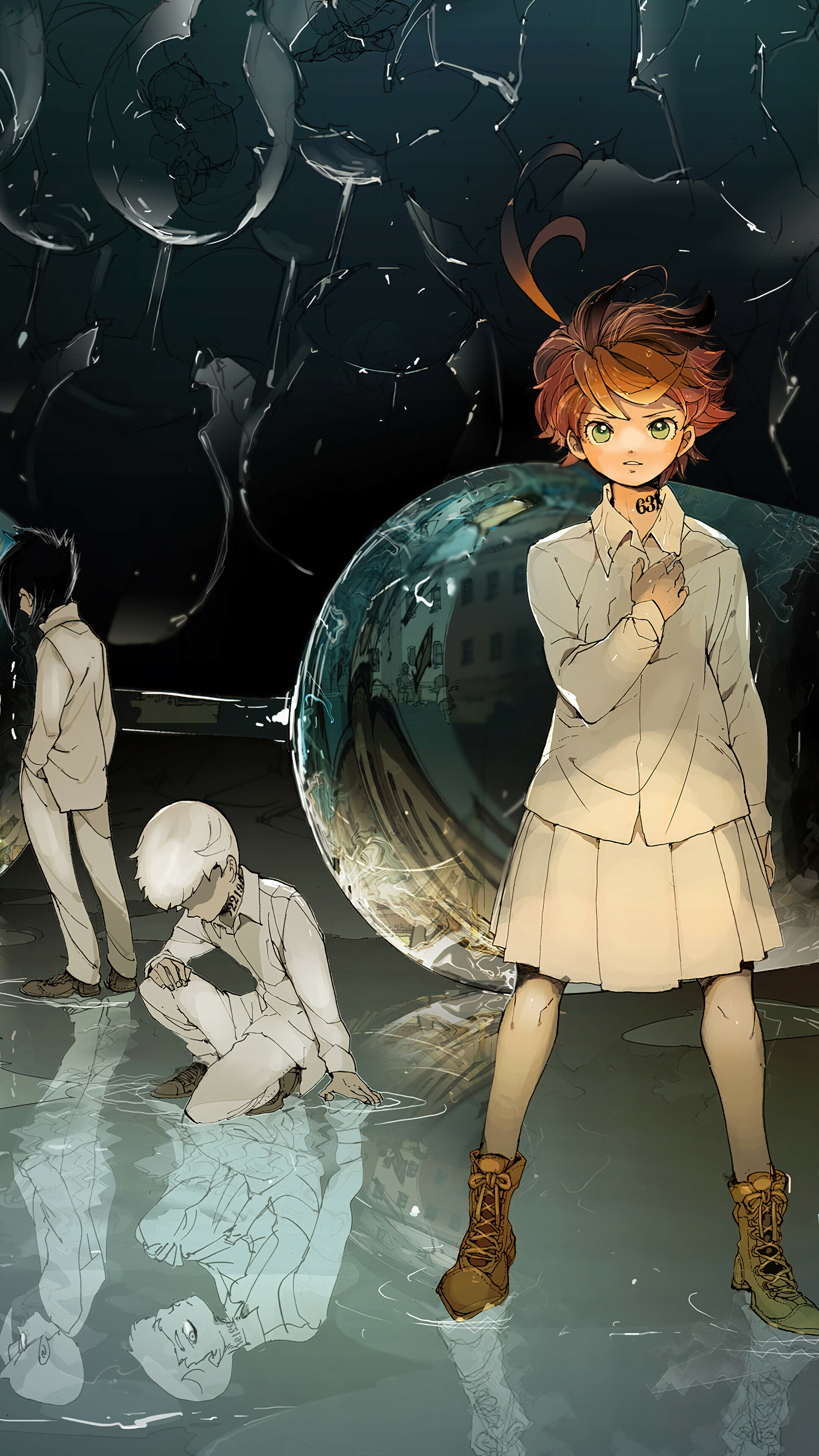 The Promised Neverland: Emma, one of the smartest children living in the Grace Field House Plant 3. 2160x3840 4K Wallpaper.