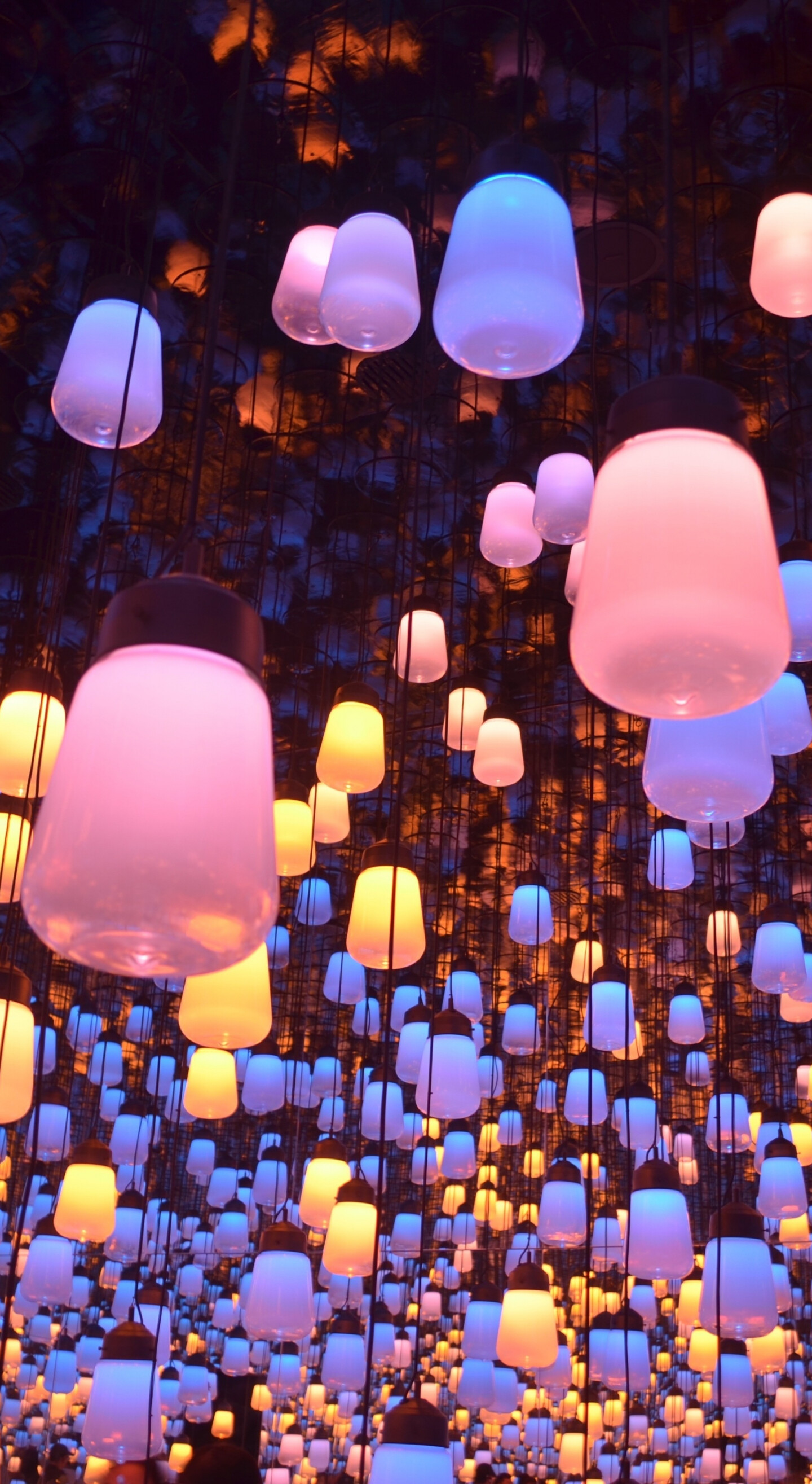 Lanterns: Exhibition of lights, Illumination, Interior design. 1440x2630 HD Background.