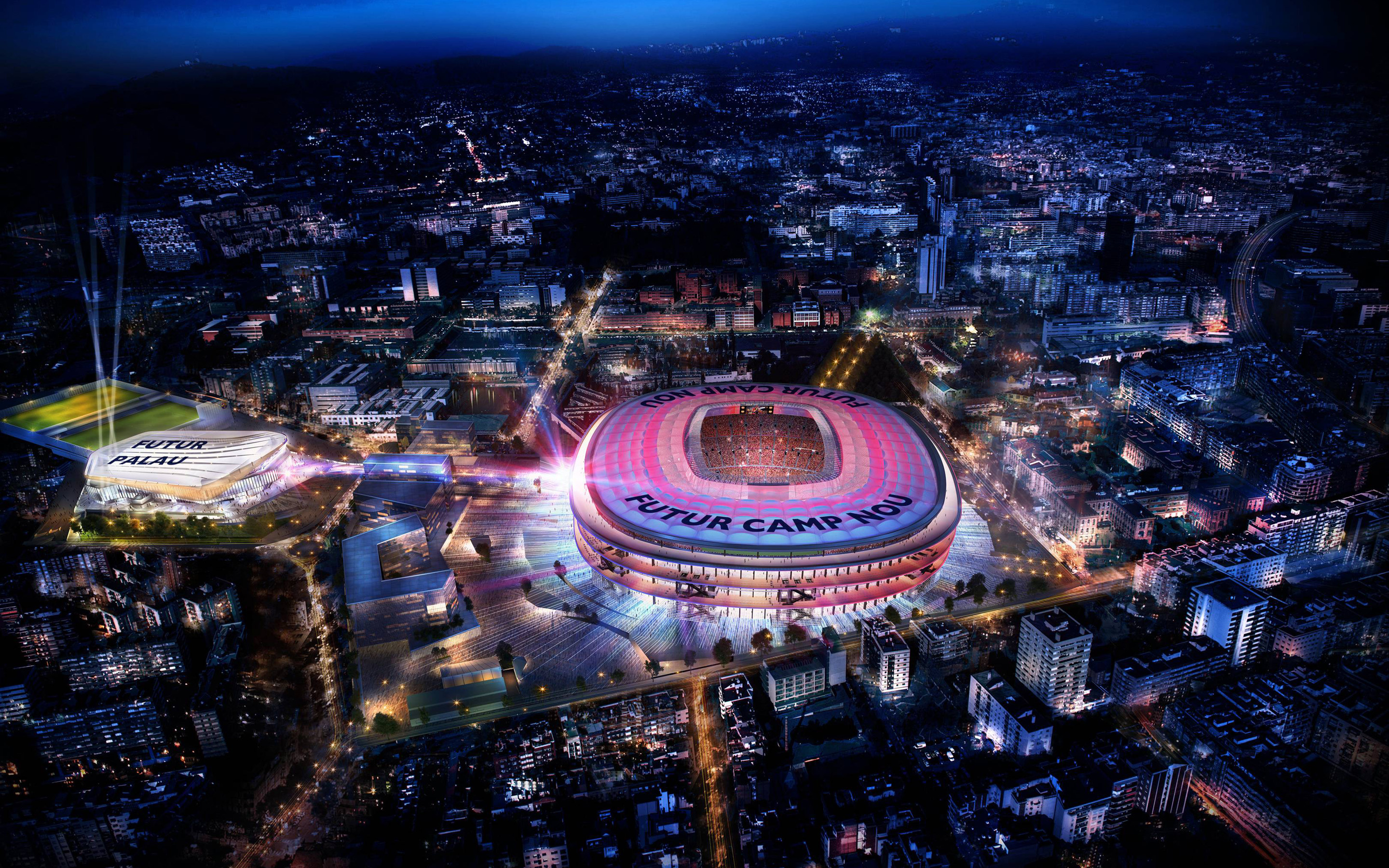 Camp Nou Stadium, Barcelona, Aerial view, Football atmosphere, 2880x1800 HD Desktop