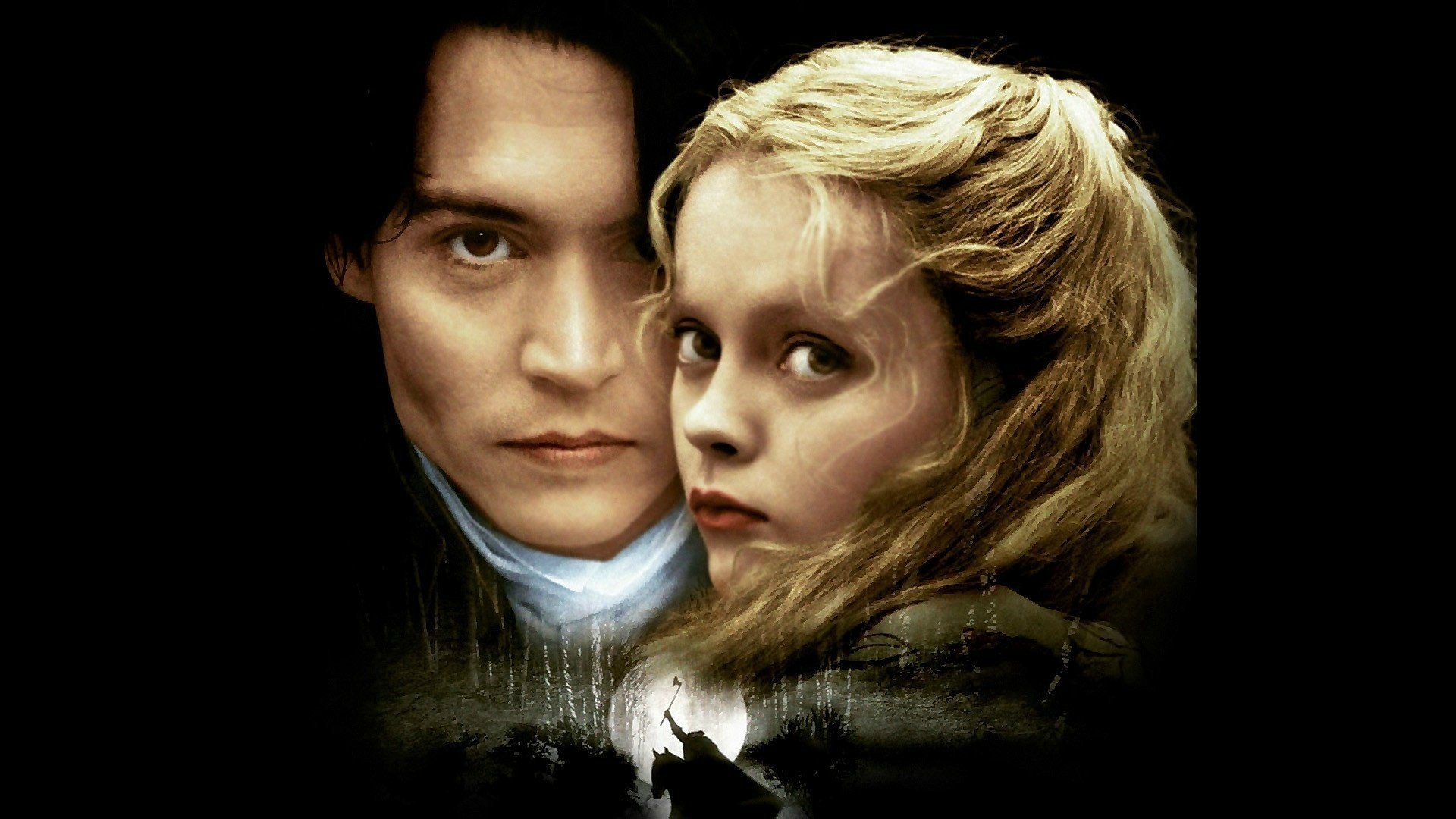 Sleepy Hollow (Movie): Johnny Depp as Ichabod Crane, Christina Ricci as Katrina Van Tassel. 1920x1080 Full HD Background.