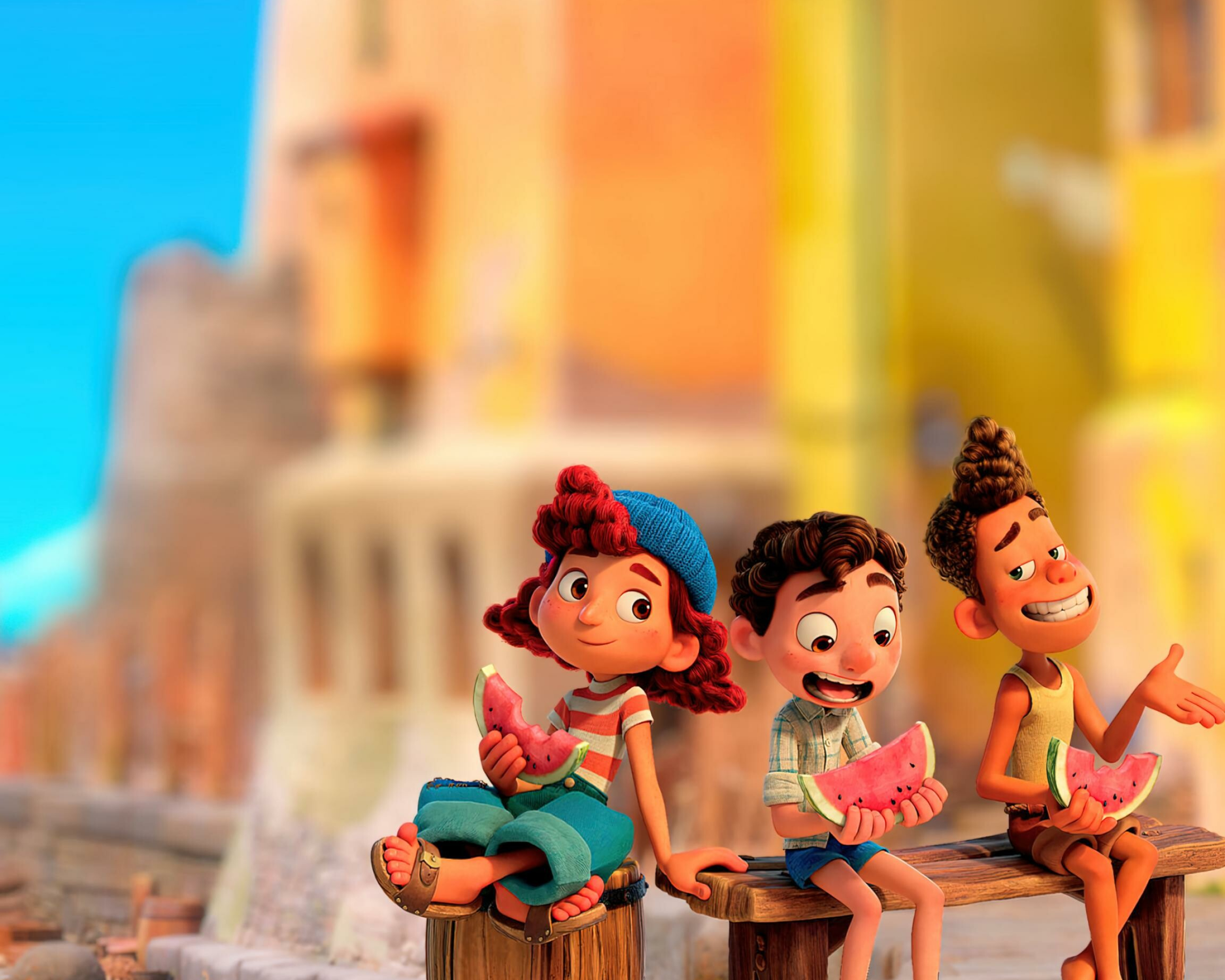 Luca: Alberto Scorfano, Giulia Marcovaldo, Pixar Animation Studios. 2560x2050 HD Background.