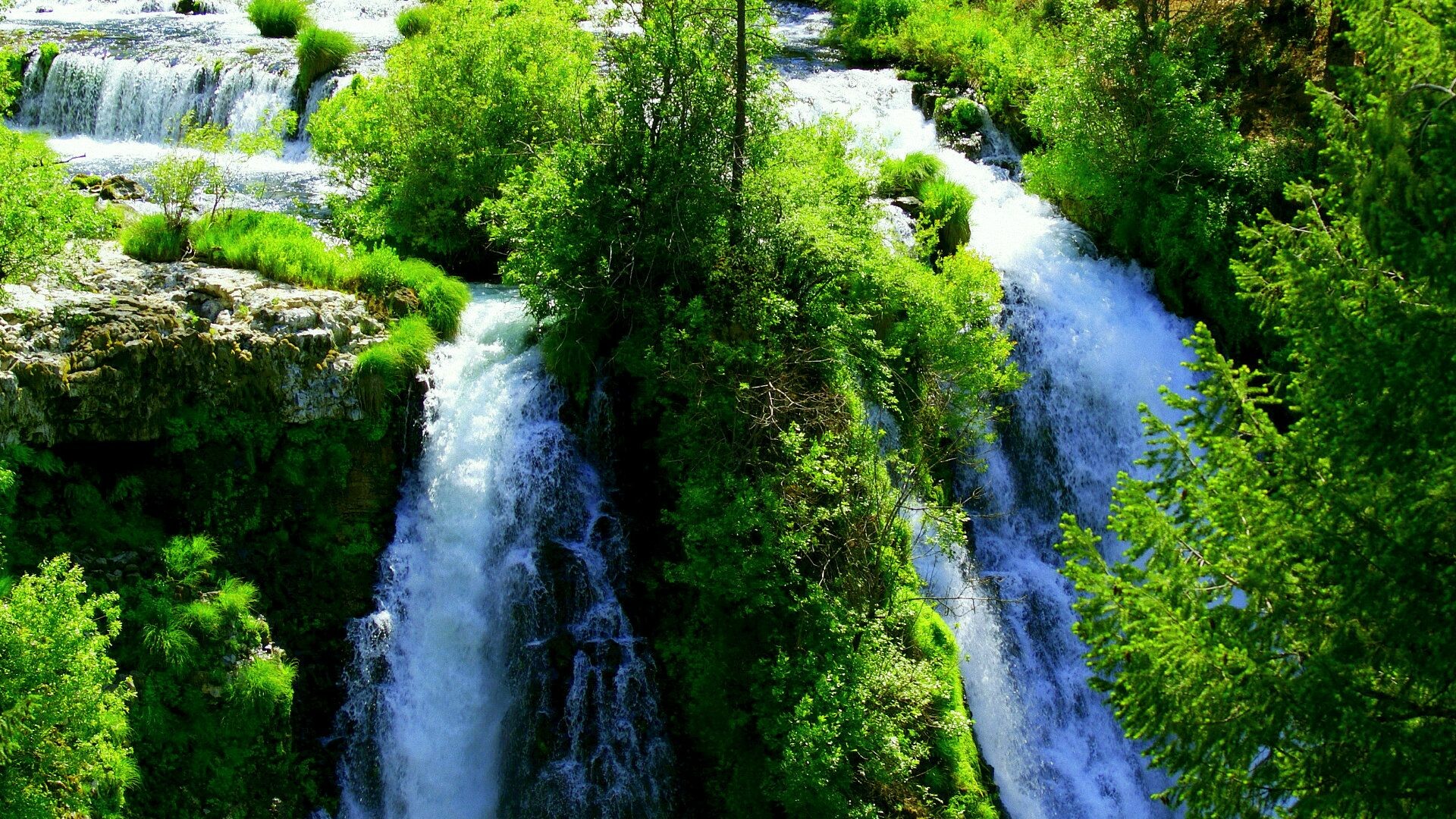 Waterfall: Represent formidable barriers to navigation along rivers. 1920x1080 Full HD Wallpaper.