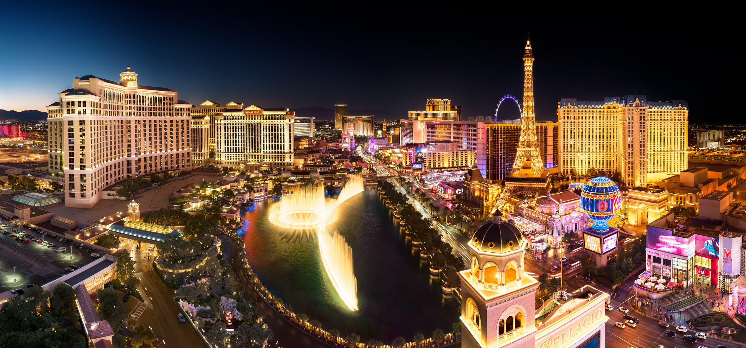 Las Vegas Skyline, Fine art photos, Cityscape beauty, High resolution, 2400x1120 Dual Screen Desktop