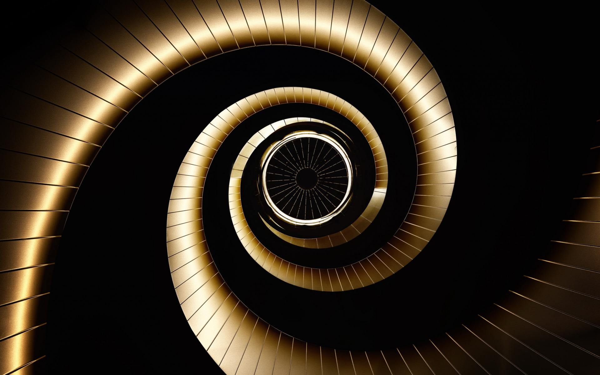 Golden vortex, Black background, Circles, Desktop wallpaper, 1920x1200 HD Desktop