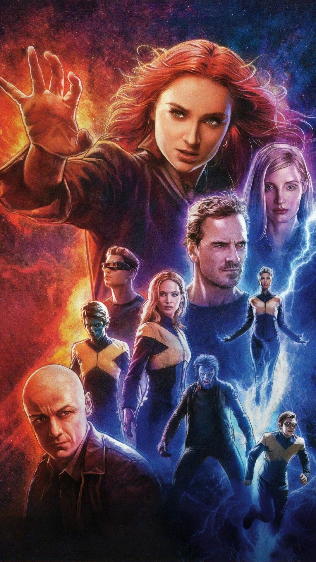 Phoenix (Marvel): The seventh installment in the X-Men film series, Jean Grey portrayed by Sophie Turner. 1080x1920 Full HD Wallpaper.