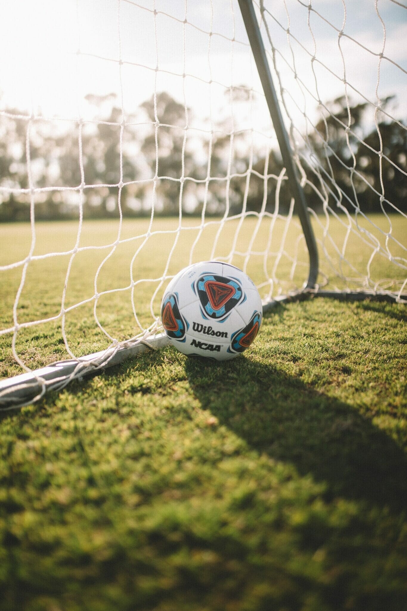 Goal (Sports): Football nets maintenance, NCAA Forte Fybrid II Soccer Cup Match ball. 1370x2050 HD Background.