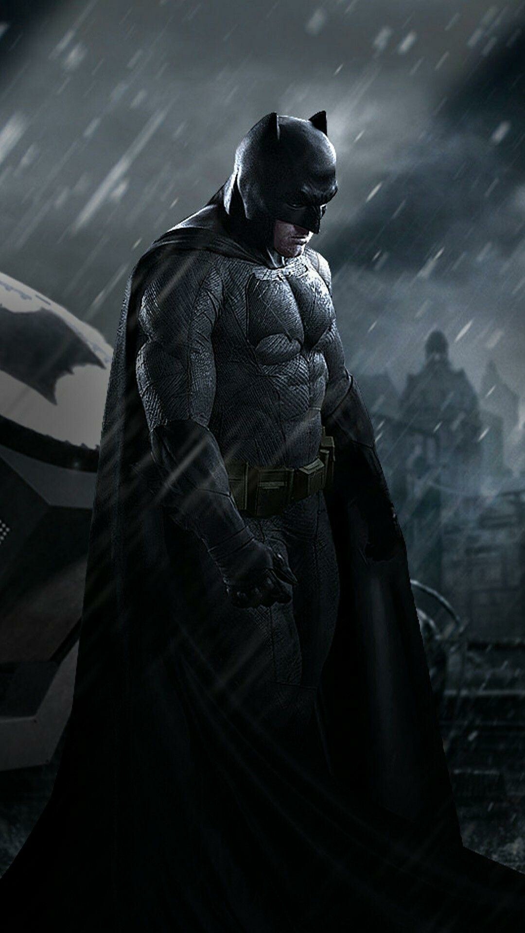 DC: Ben Affleck as Batman, a billionaire socialite who dedicates himself to protecting Gotham City. 1080x1920 Full HD Wallpaper.