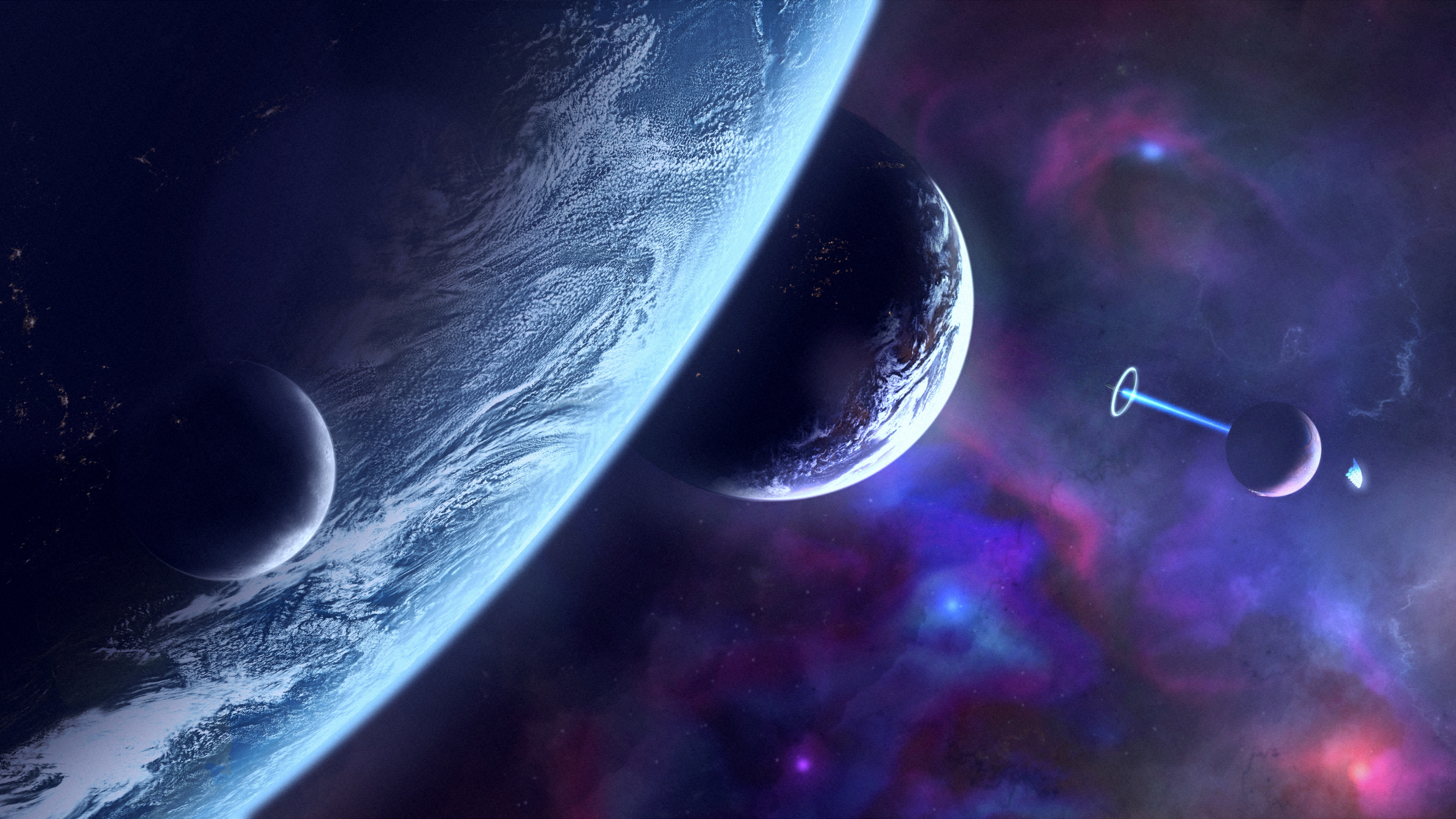 Space planet dance, Cosmic clouds art, 4K uhd wallpaper, Widescreen hd image, 3840x2160 4K Desktop