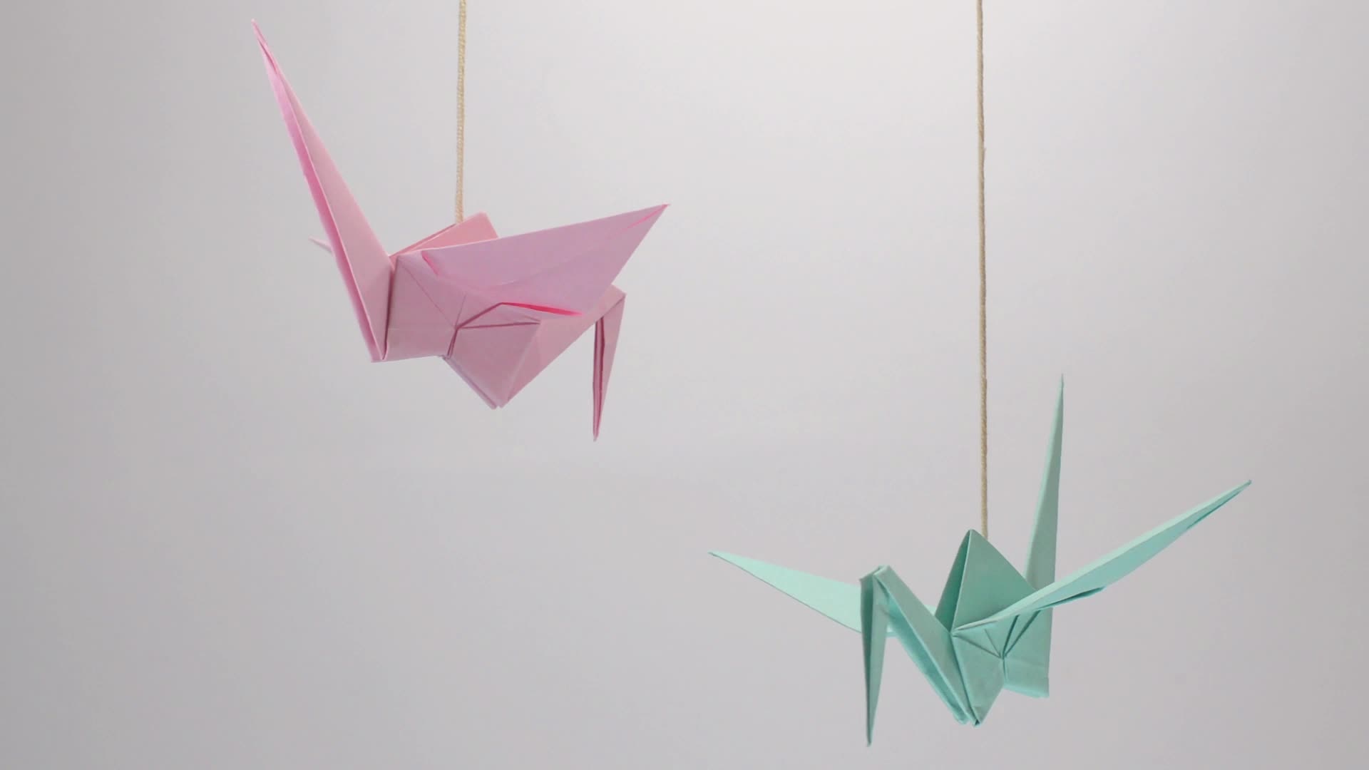 Paper Crane, Two origami cranes, Stock video, Symbolic and graceful, 1920x1080 Full HD Desktop