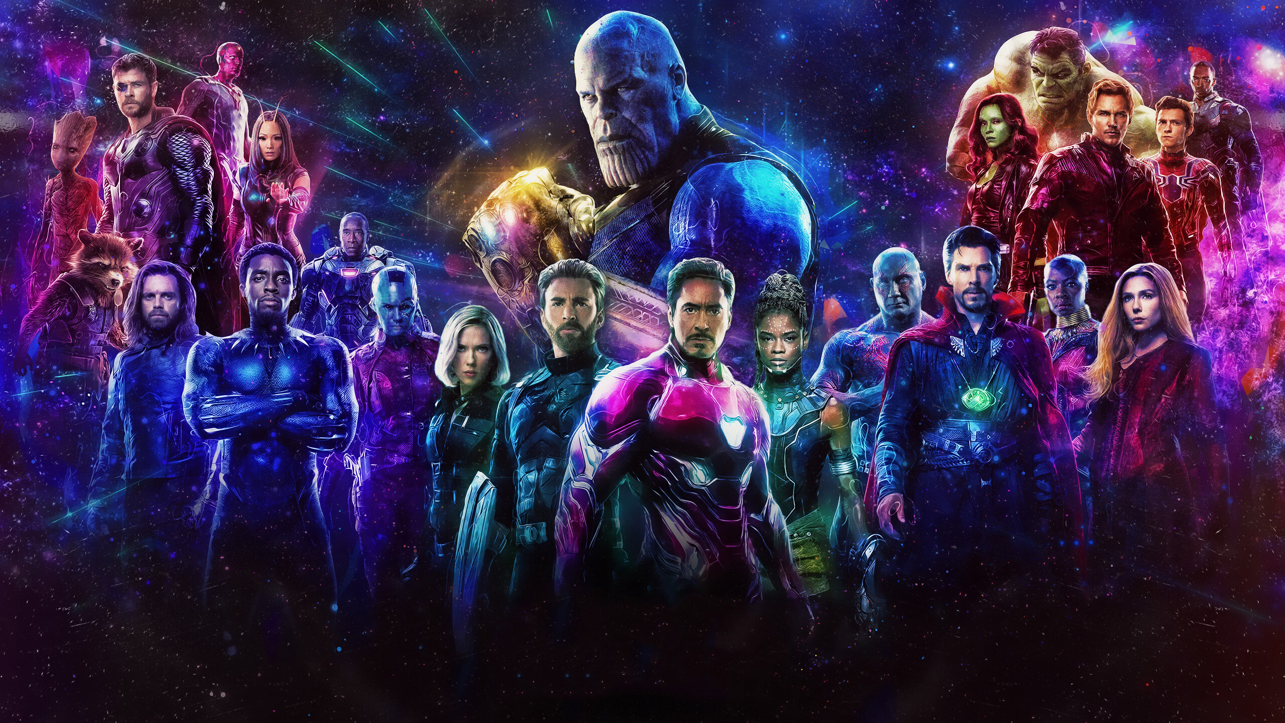 Avengers: A team of extraordinary individuals, with either superpowers or other special characteristics, MCU. 2560x1440 HD Background.