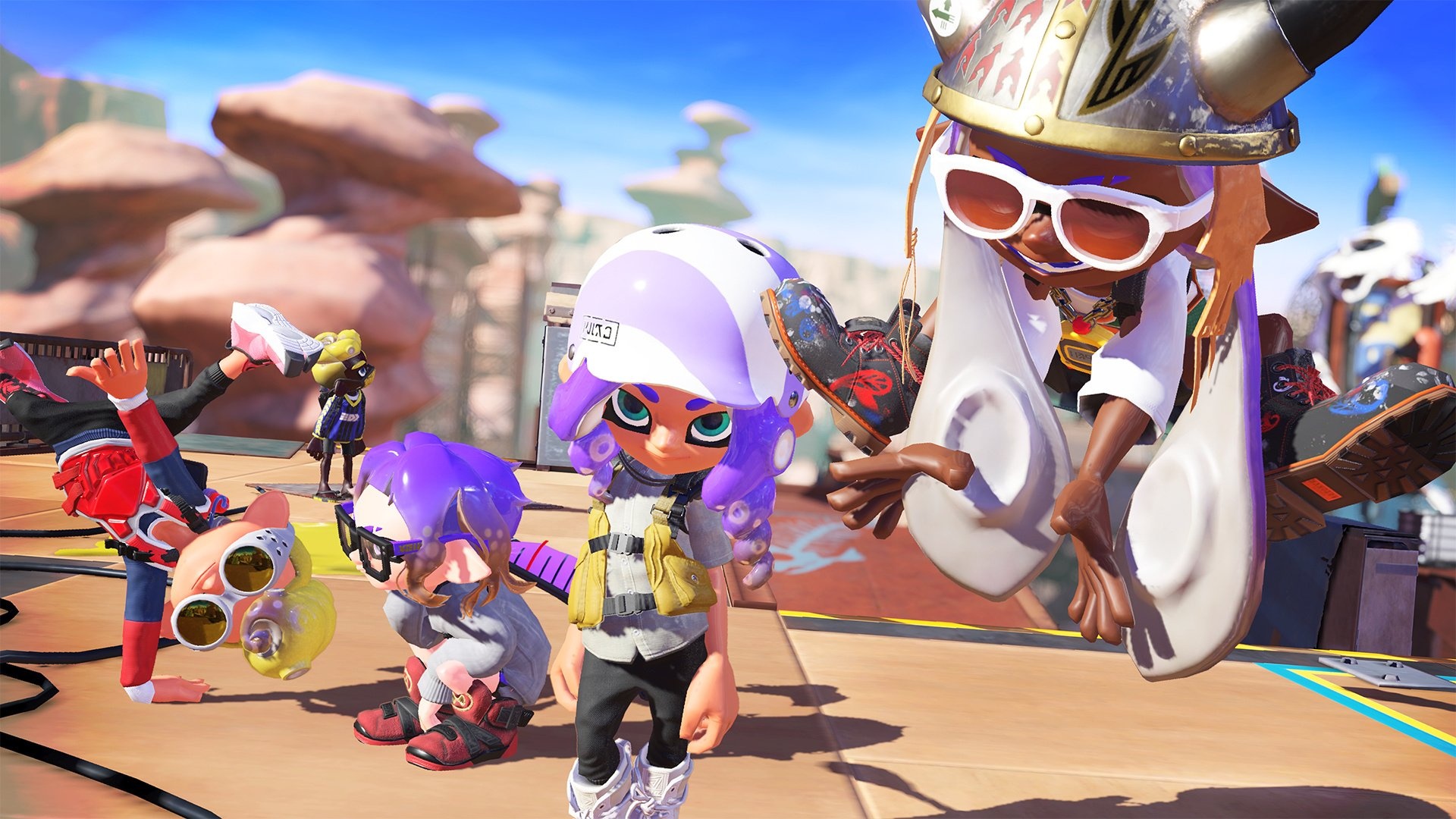 Splatoon 3: A kid-friendly game, A third-person shooter. 1920x1080 Full HD Background.