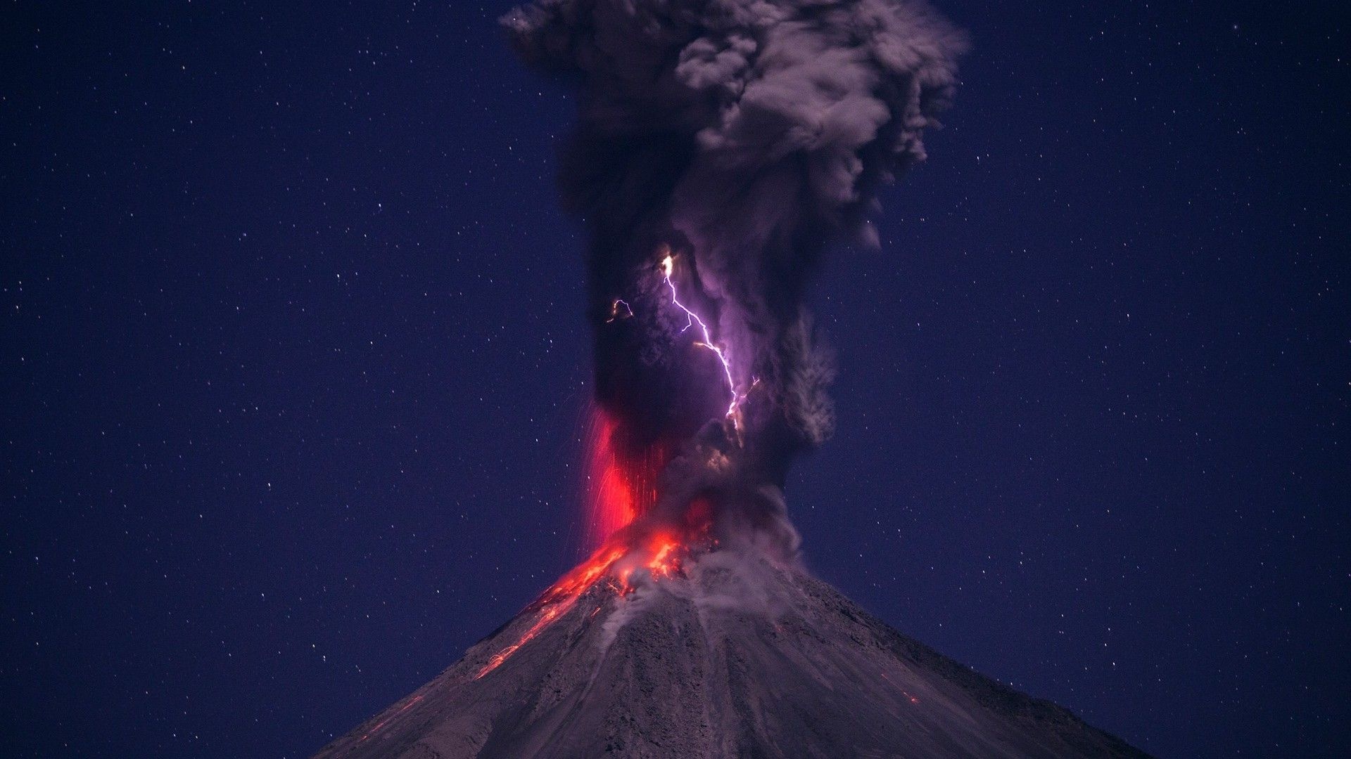 Volcano lightning storm, Nature's fury, Mesmerizing HD wallpapers, Spectacular eruptions, 1920x1080 Full HD Desktop