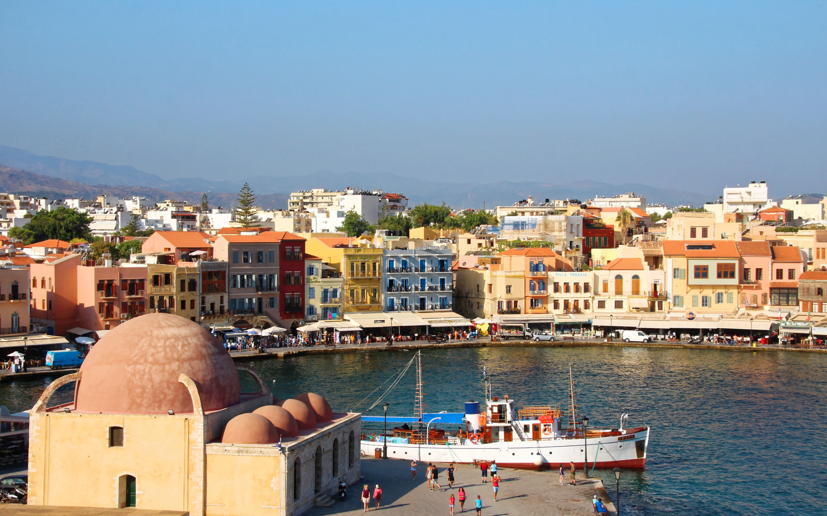 Chania, Crete, Venetian port, Sunset, 2880x1800 HD Desktop