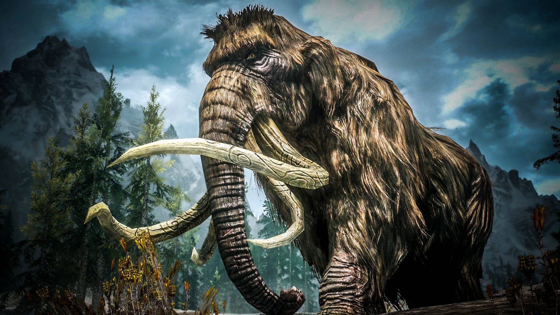 Mammoth wooly mammoth, Skyrim, Ancient creature, Majestic beast, 1920x1080 Full HD Desktop