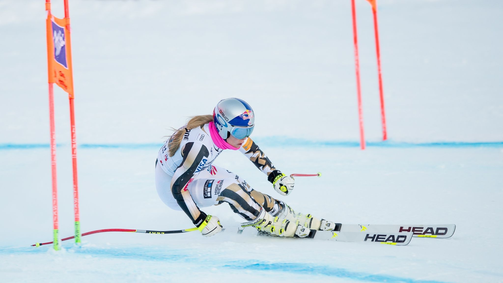Lindsey Vonn, Skiing backgrounds, 4K resolution, Breathtaking visuals, 2050x1160 HD Desktop