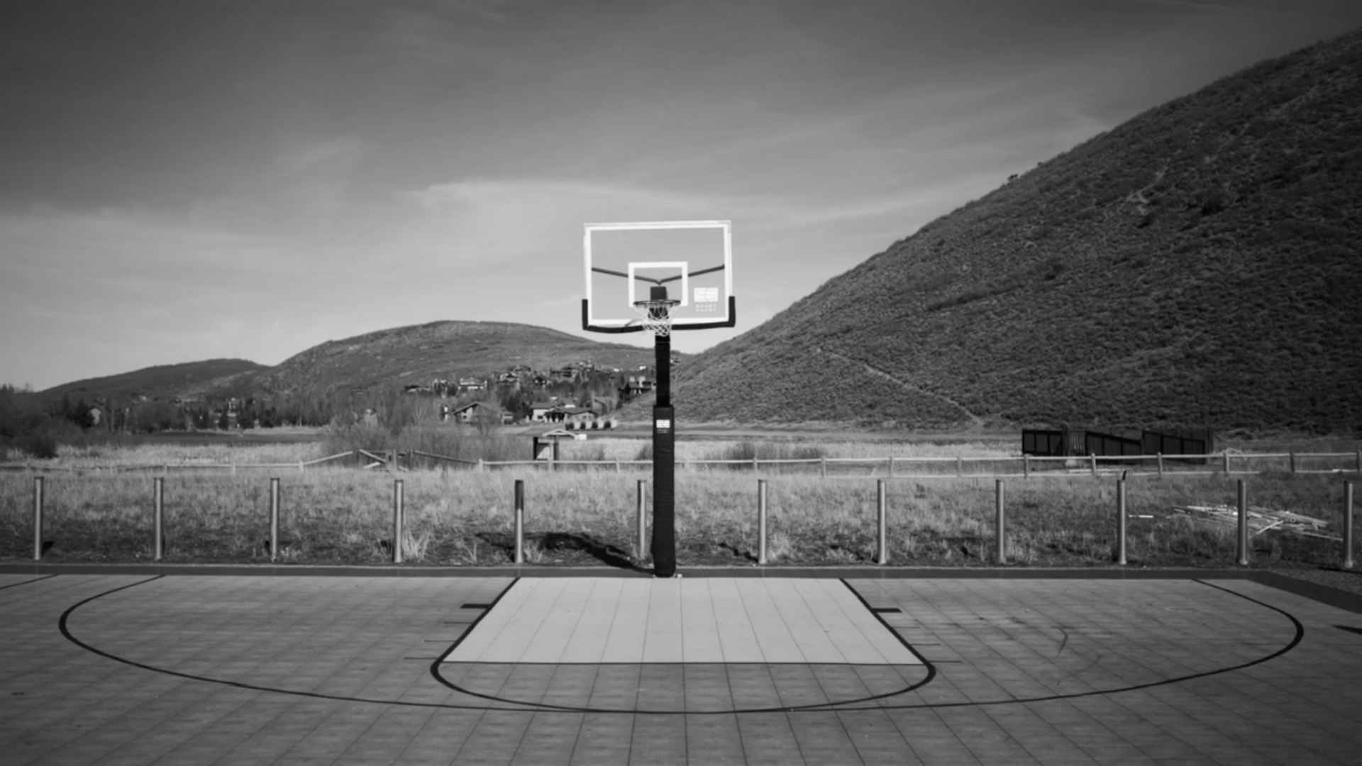 Streetball: Monochrome Court in California, 3x3 variation of basketball court. 1920x1080 Full HD Wallpaper.
