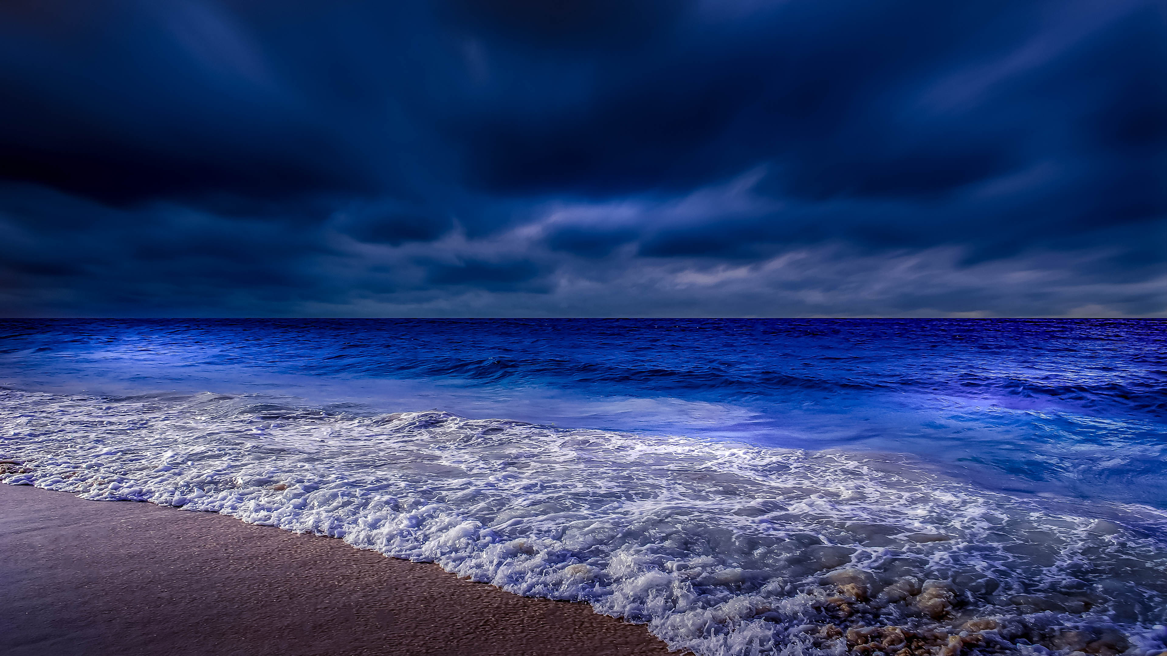 Bismarck Sea waves, Night time scenery, Nature wallpaper, 3840x2160 4K Desktop