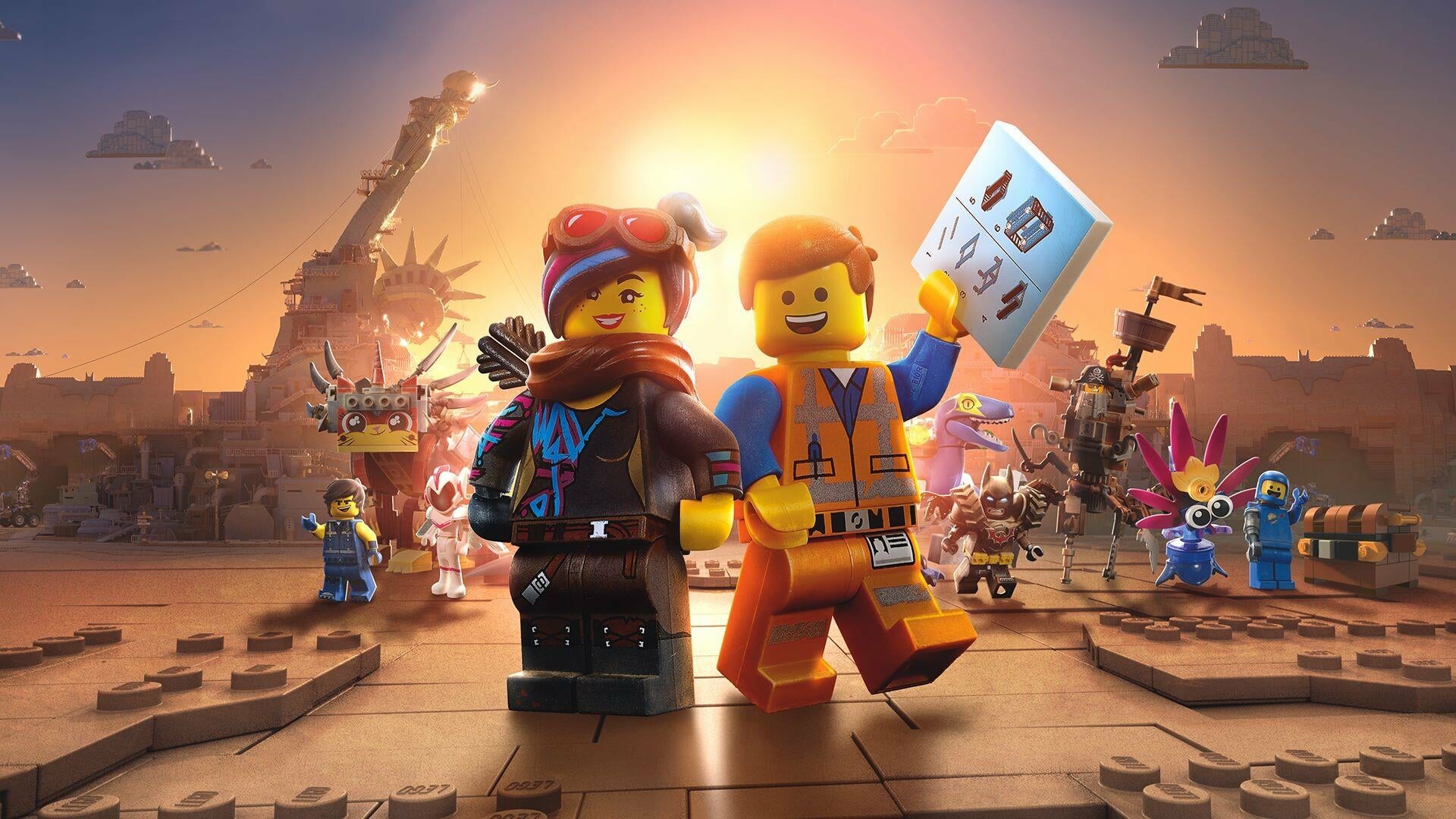 The Lego Movie: A 2019 computer-animated adventure comedy film produced by the Warner Animation Group, Lucy. 1920x1080 Full HD Background.