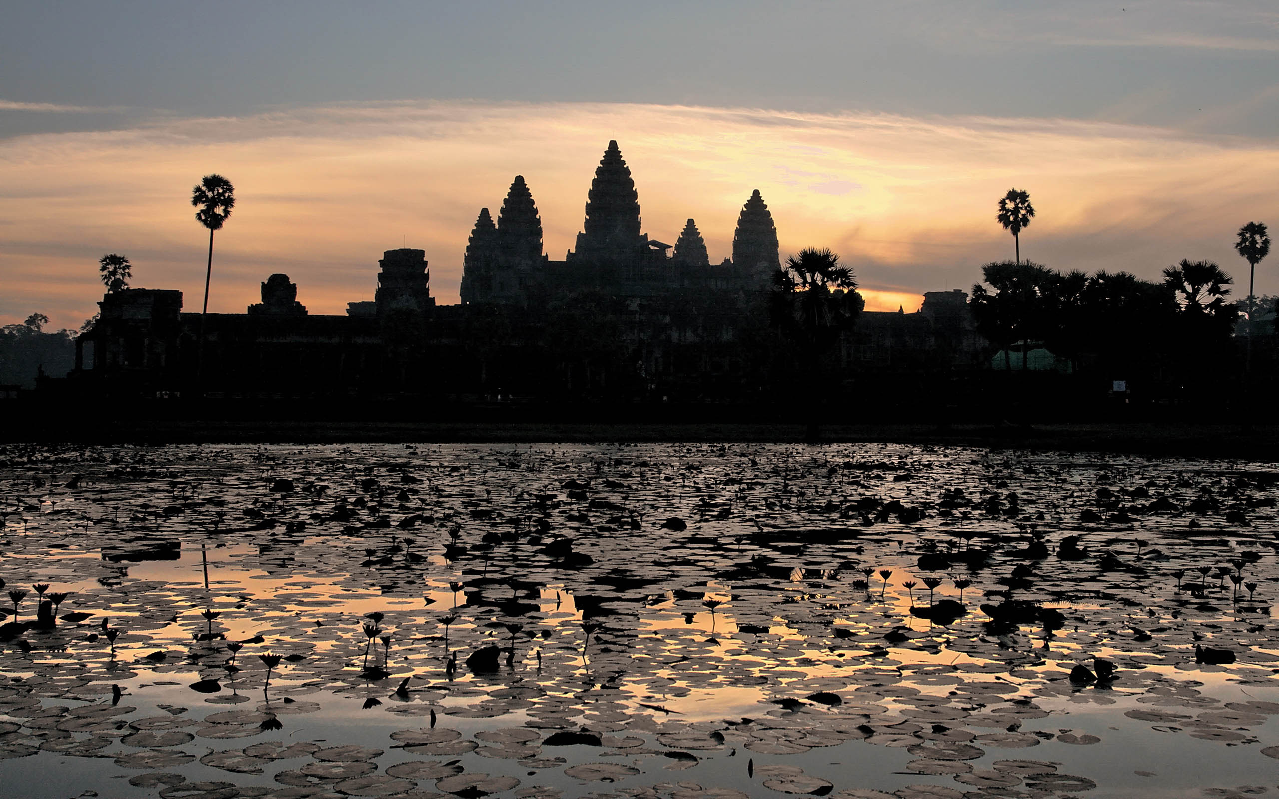 Sunset at Angkor, Wallpaper, HD, Khmer, 2560x1600 HD Desktop