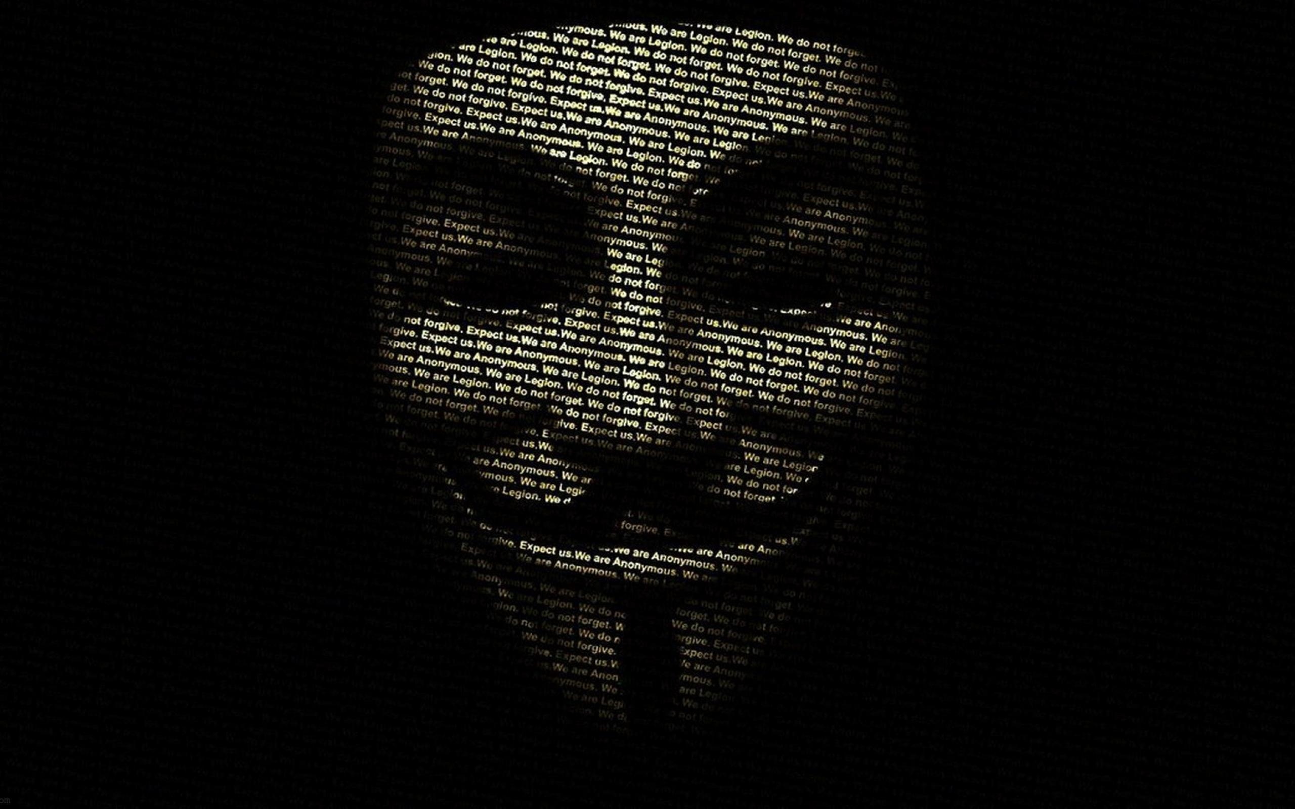 Guy Fawkes Mask: Became a symbol for the online hacktivist group Anonymous. 2560x1600 HD Wallpaper.