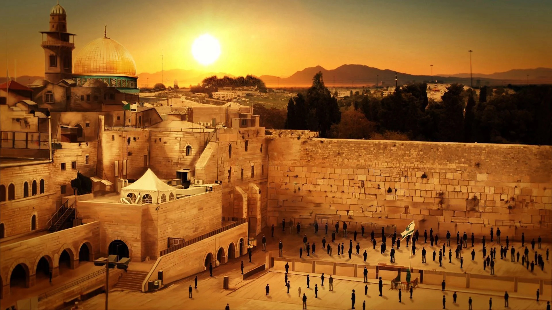 Jerusalem: Ancient architecture, Buraq Wall. 1920x1080 Full HD Wallpaper.