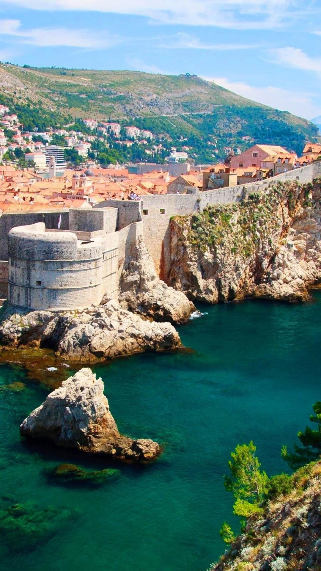 Croatia: Walls of Dubrovnik, Constructed mainly during the 13th-17th centuries. 1080x1920 Full HD Background.