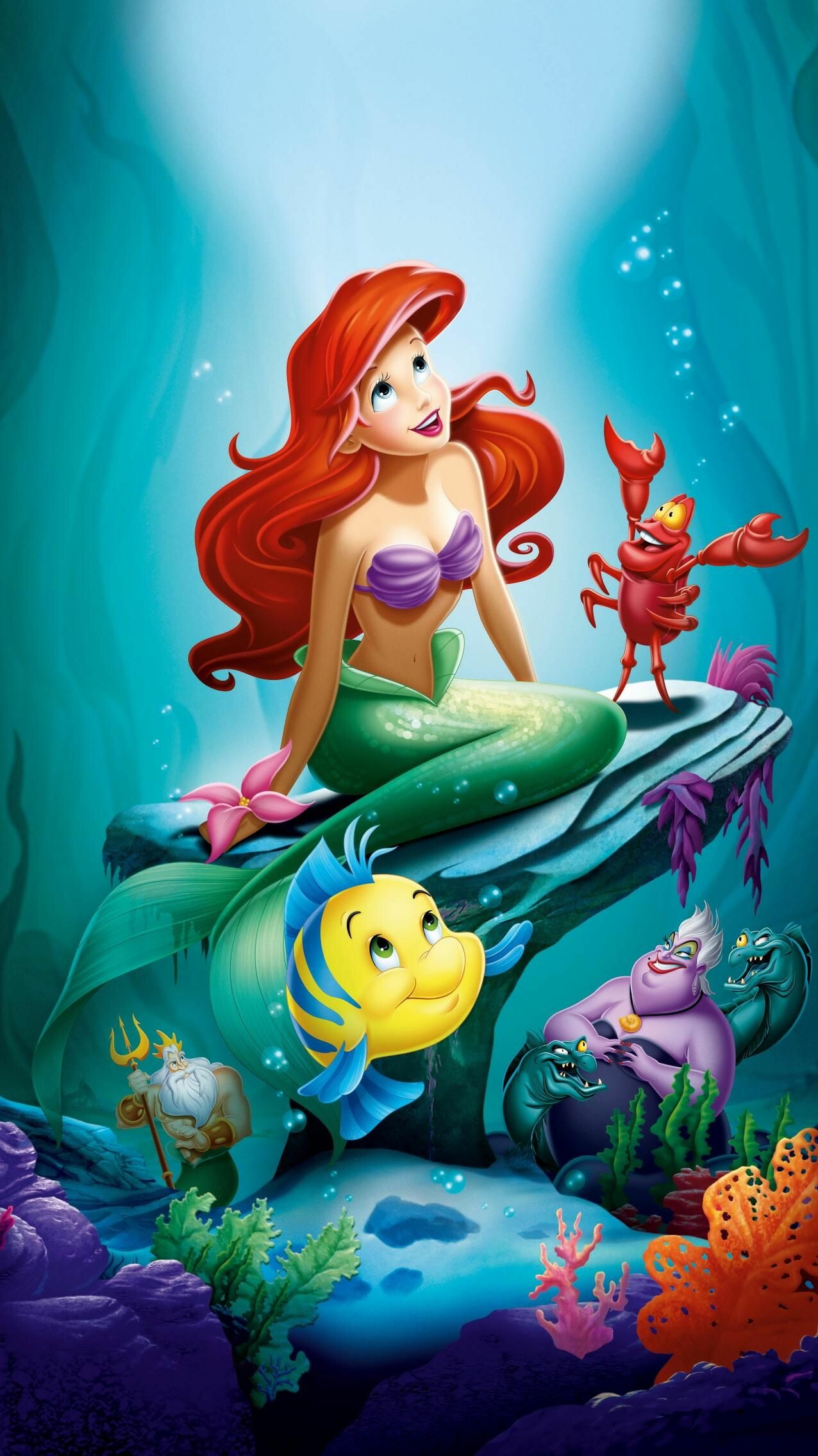 The Little Mermaid: Ariel, Falls in love with a human prince named Eric. 1280x2270 HD Background.