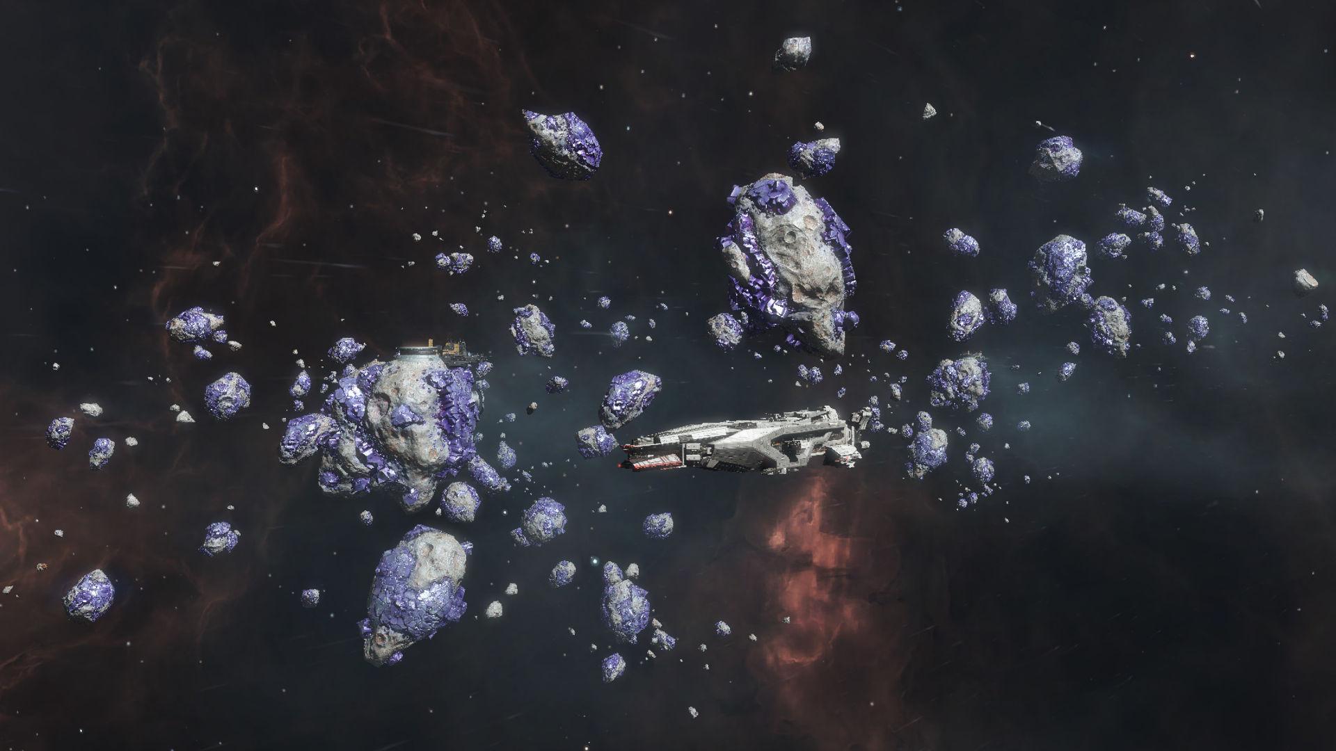Infinite Lagrange: A powerful fleet, The Exiles, B192 Newland, Asteroid field. 1920x1080 Full HD Background.