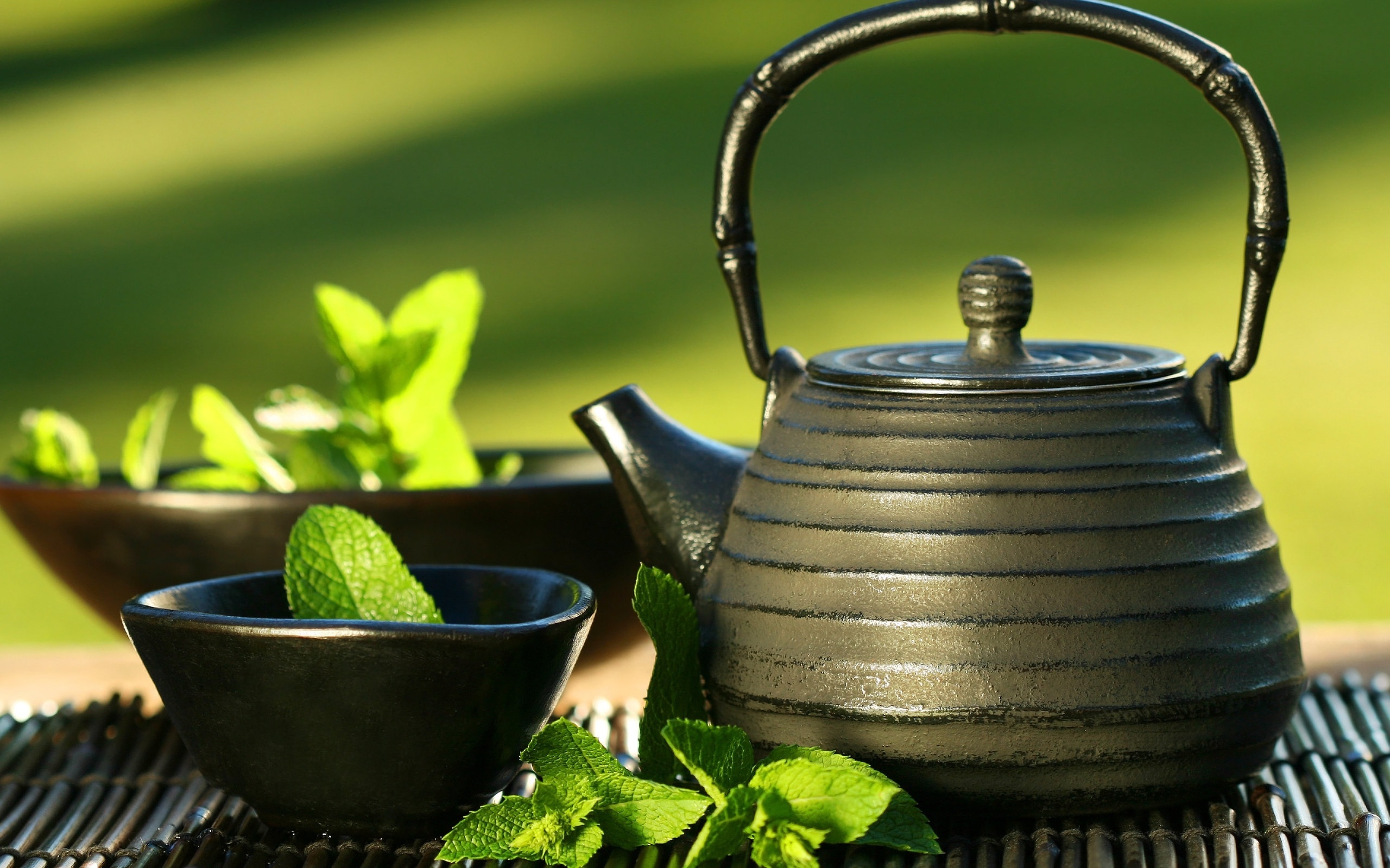 Teapot cup, Black mint tea, Goodfon, Food, 2560x1600 HD Desktop