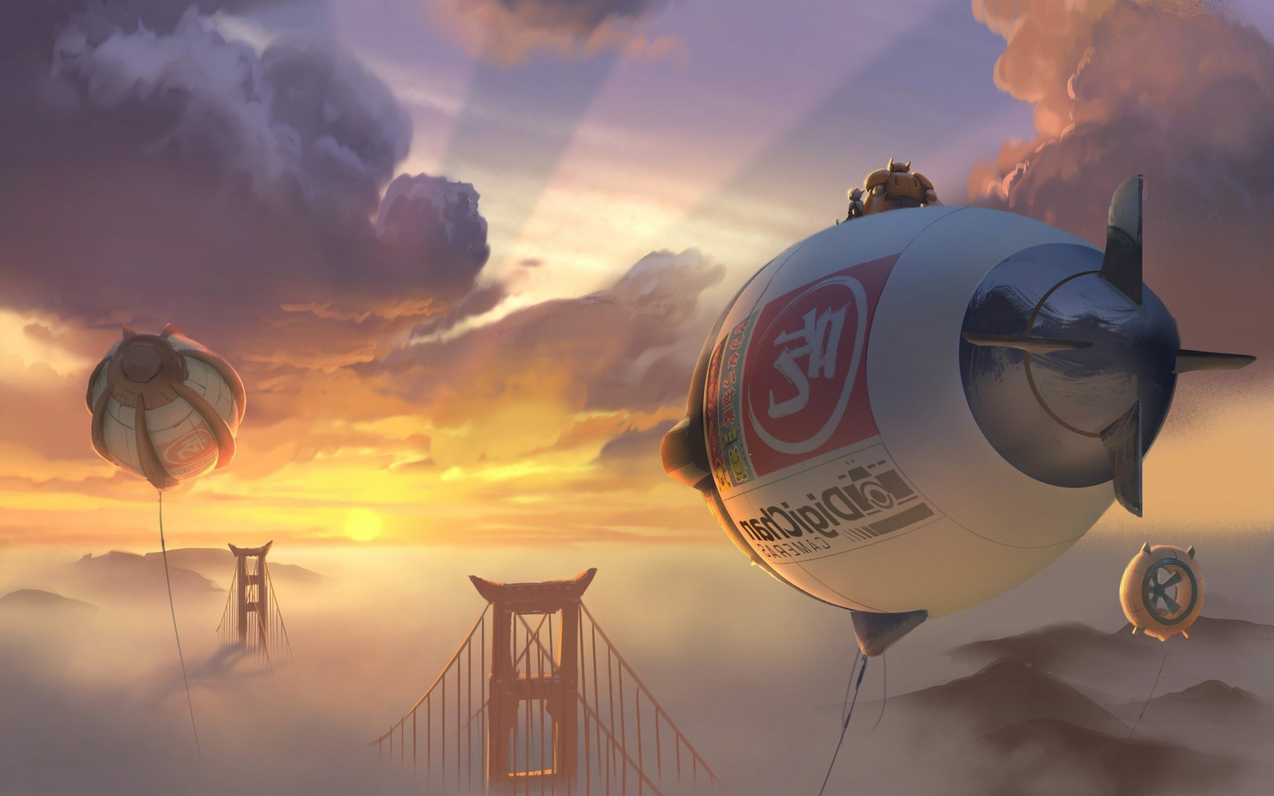 Big Hero 6: BH6, The first Disney animated film to feature Marvel Comics characters. 2560x1600 HD Background.