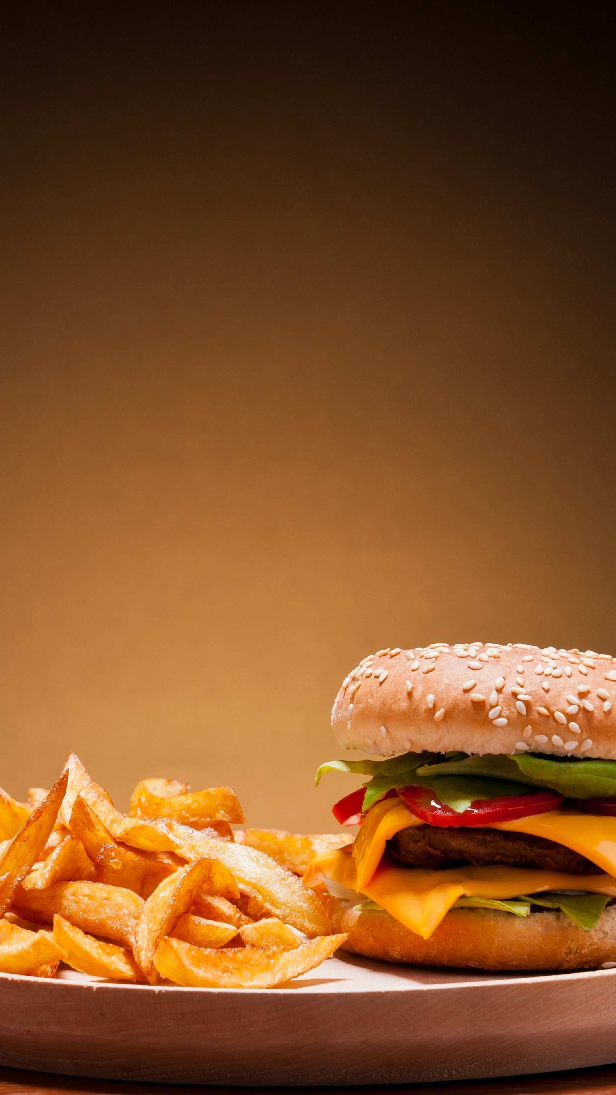 Hamburger: Sold at fast-food restaurants, diners, eateries. 2160x3840 4K Background.