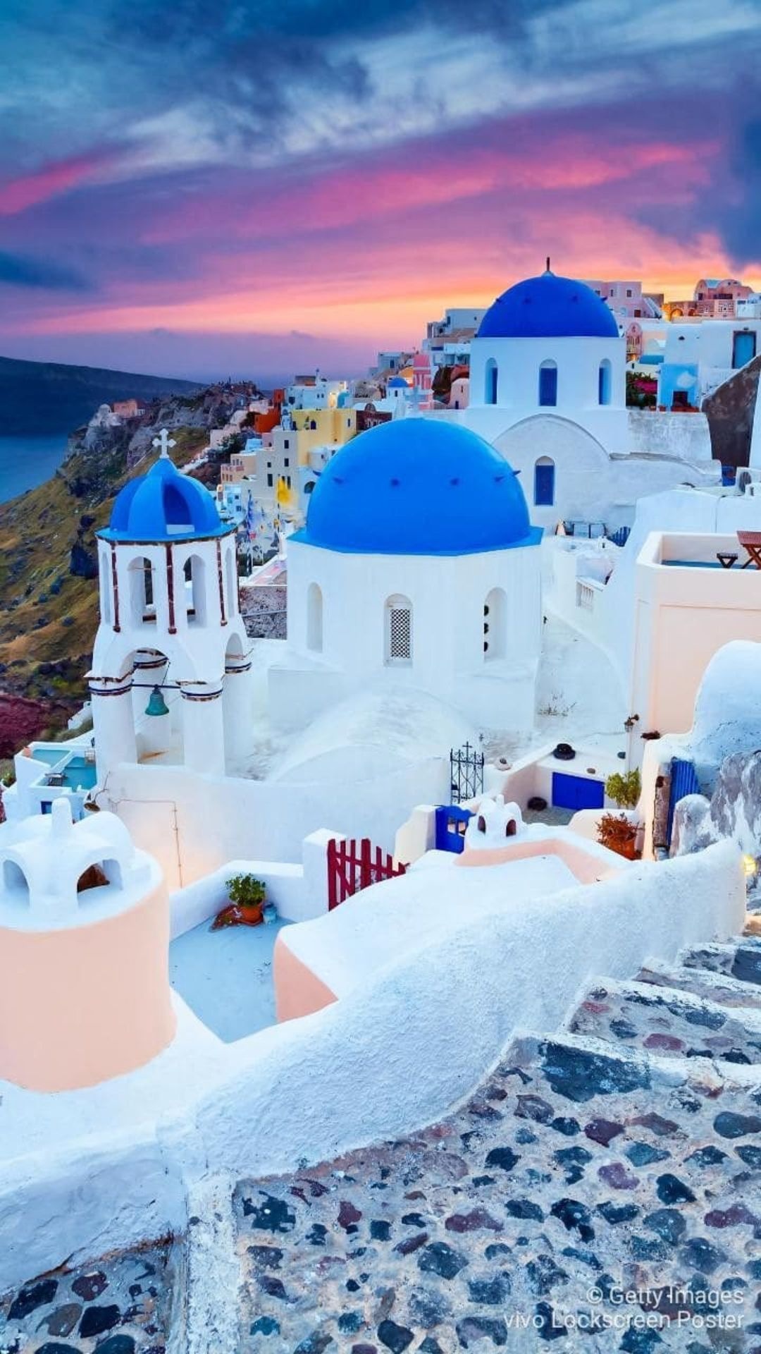Beautiful sunsets, Greek island vibes, Cliffside villages, Mediterranean paradise, 1080x1920 Full HD Phone